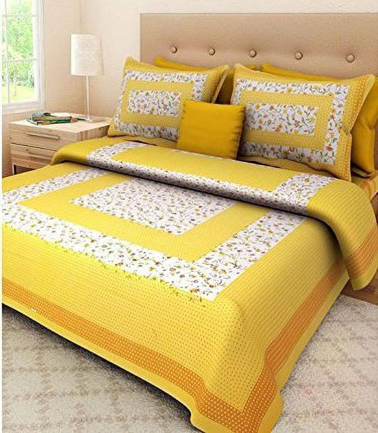 Navkaar Creation Cotton 1 Double Bedsheet with 2 Pillow Covers ( Yellow ) Navkaar Creation Cotton 1 Double Bedsheet with 2 Pillow Covers ( Yellow )