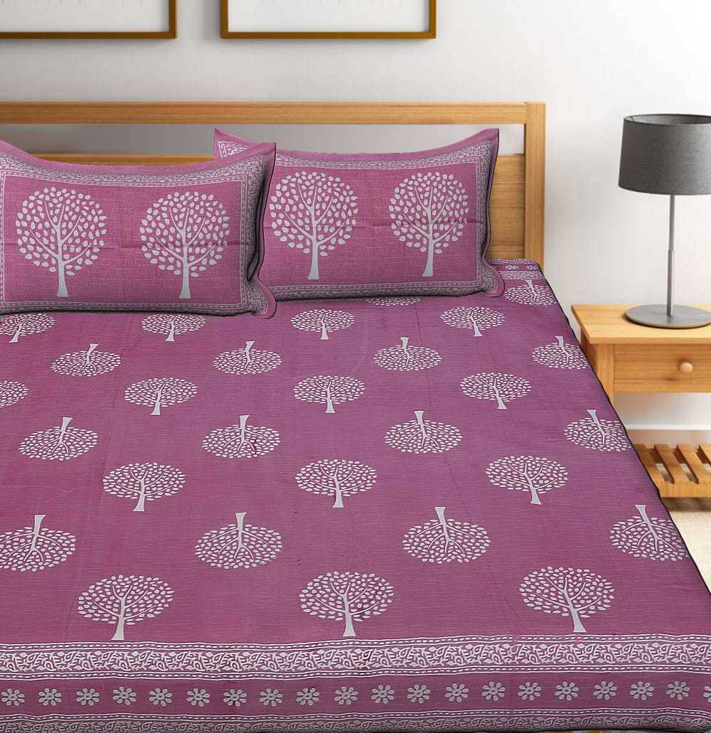Navkaar Creation Cotton 1 Double Bedsheet with 2 Pillow Covers ( Purple ) Navkaar Creation Cotton 1 Double Bedsheet with 2 Pillow Covers ( Purple )