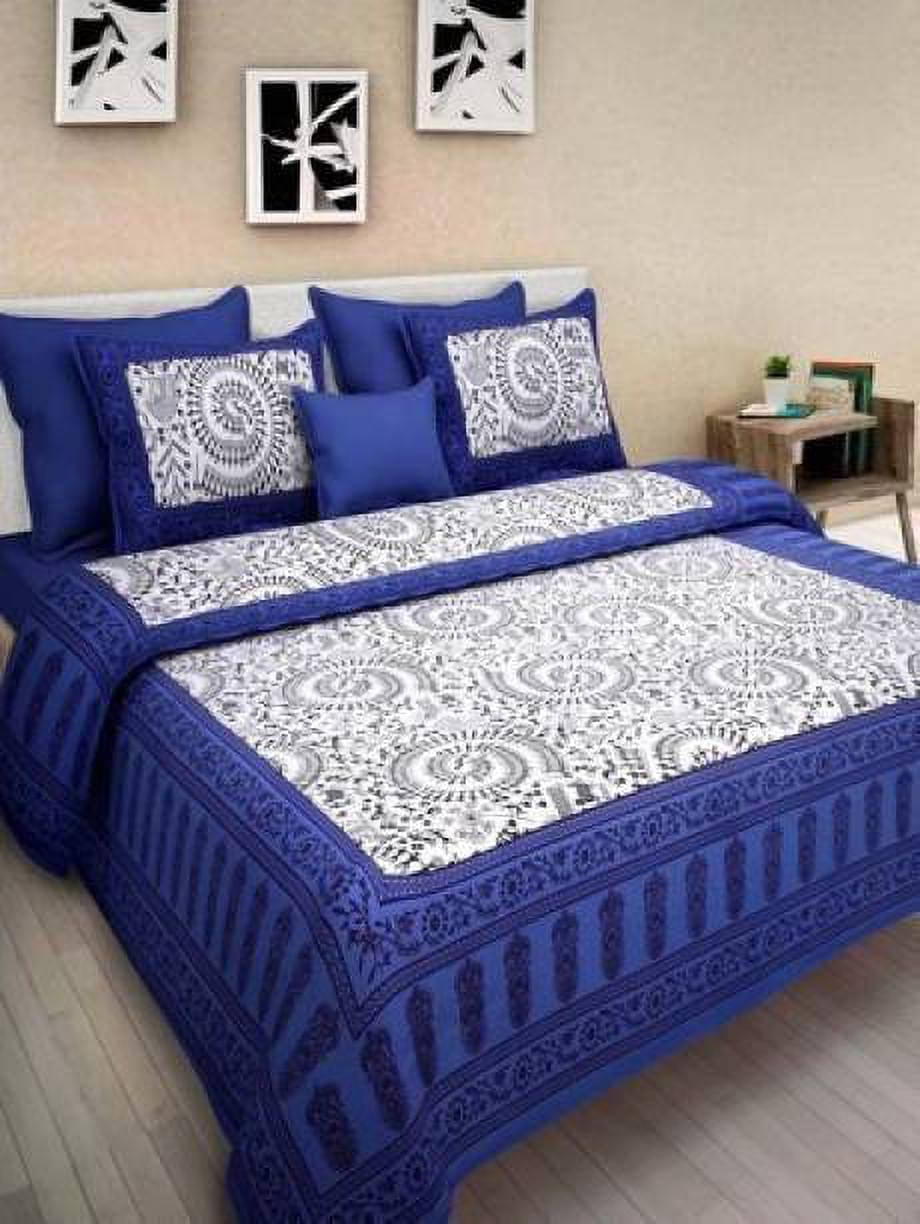 Navkaar Creation Cotton 1 Double Bedsheet with 2 Pillow Covers ( Blue ) Navkaar Creation Cotton 1 Double Bedsheet with 2 Pillow Covers ( Blue )