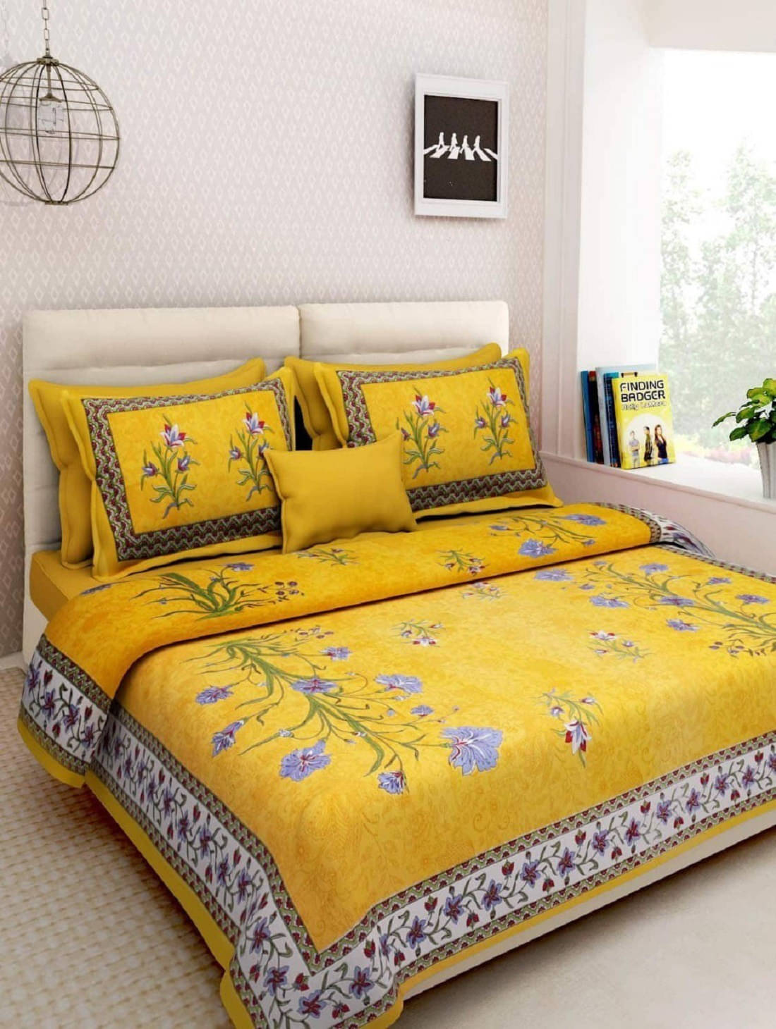 Navkaar Creation Cotton 1 Double Bedsheet with 2 Pillow Covers ( Yellow ) Navkaar Creation Cotton 1 Double Bedsheet with 2 Pillow Covers ( Yellow )