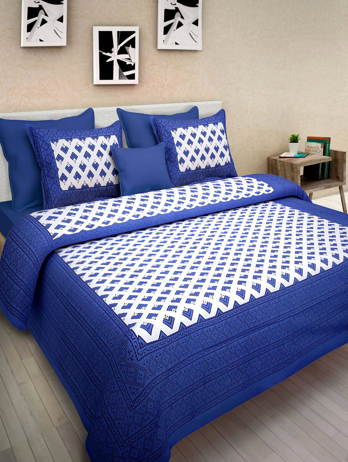 Navkaar Creation Cotton 1 Double Bedsheet with 2 Pillow Covers ( Blue ) Navkaar Creation Cotton 1 Double Bedsheet with 2 Pillow Covers ( Blue )