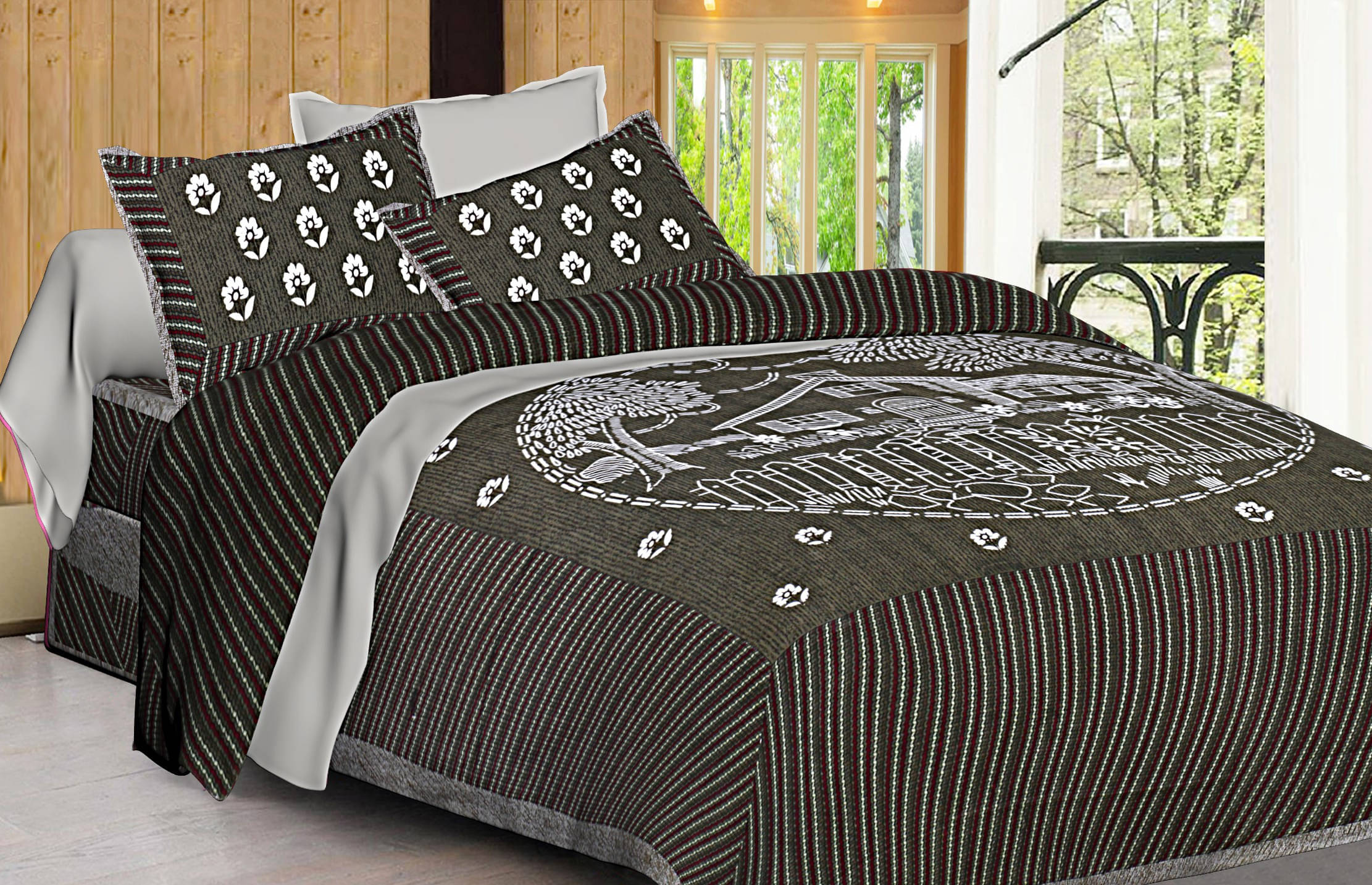 Navkaar Creation Cotton 1 Double Bedsheet with 2 Pillow Covers ( Purple )     			Navkaar Creation Cotton 1 Double Bedsheet with 2 Pillow Covers ( Purple )