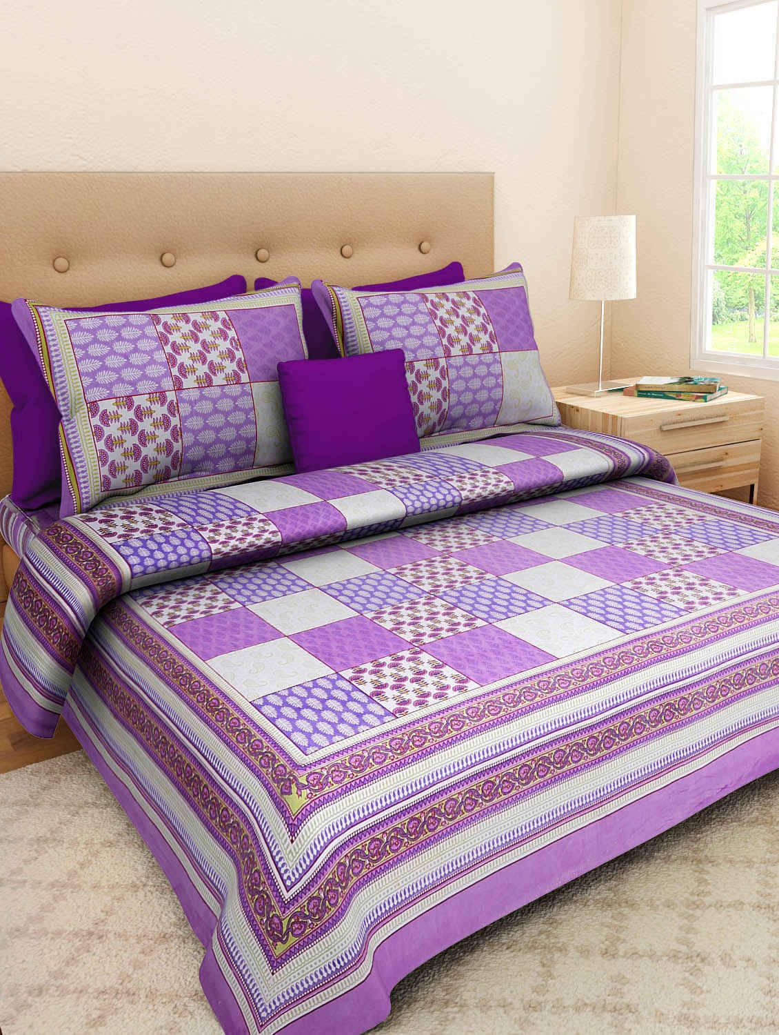 Navkaar Creation Cotton 1 Double Bedsheet with 2 Pillow Covers ( Pink ) Navkaar Creation Cotton 1 Double Bedsheet with 2 Pillow Covers ( Pink )