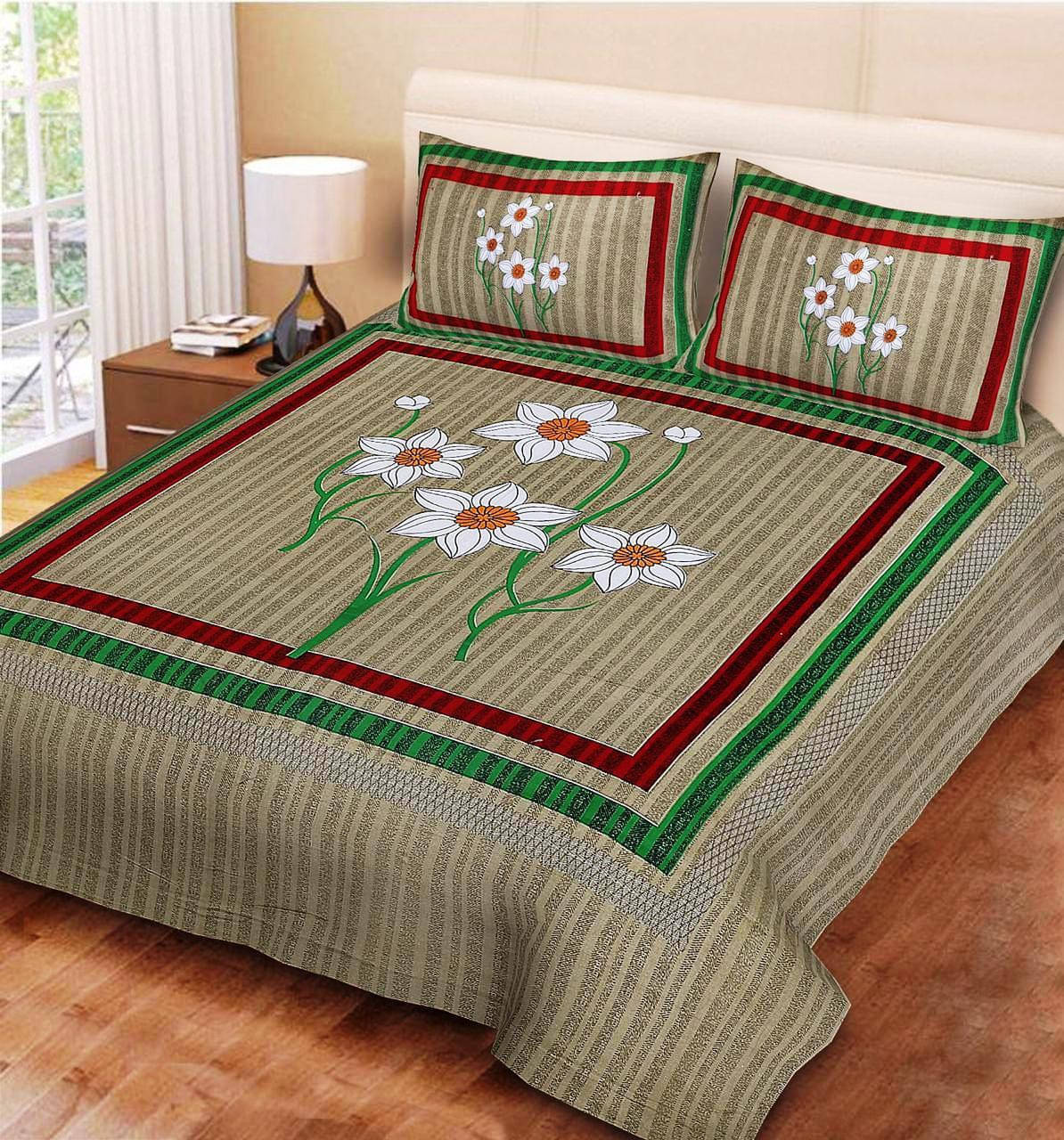 Navkaar Creation Cotton 1 Double Bedsheet with 2 Pillow Covers ( Beige ) Navkaar Creation Cotton 1 Double Bedsheet with 2 Pillow Covers ( Beige )