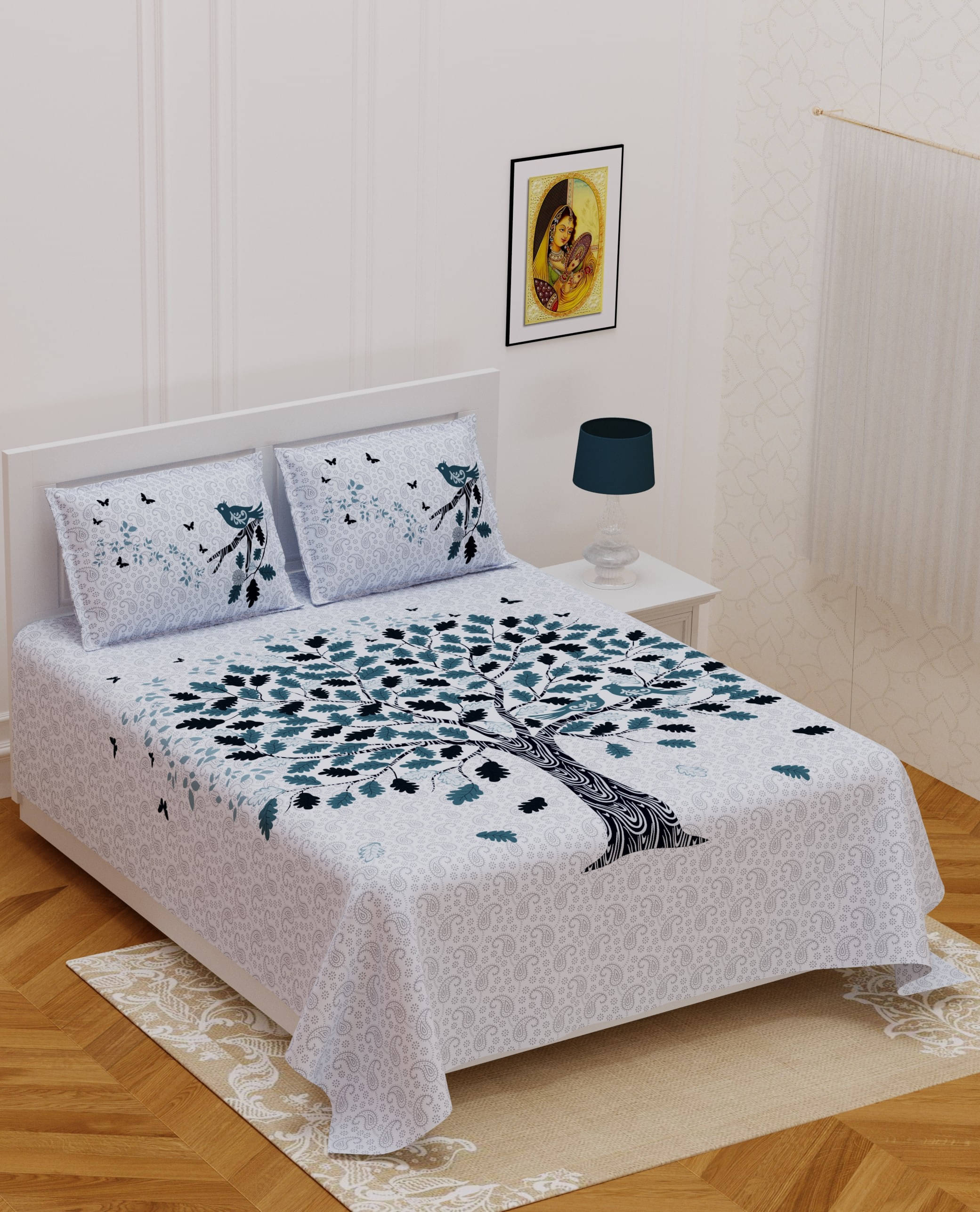 Navkaar Creation Cotton 1 Double Bedsheet with 2 Pillow Covers ( Blue ) Navkaar Creation Cotton 1 Double Bedsheet with 2 Pillow Covers ( Blue )