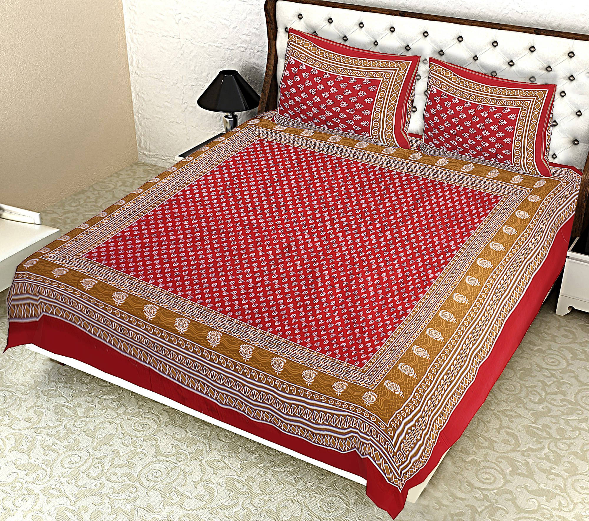 Navkaar Creation Cotton 1 Double Bedsheet with 2 Pillow Covers ( Multicolor ) Navkaar Creation Cotton 1 Double Bedsheet with 2 Pillow Covers ( Multicolor )