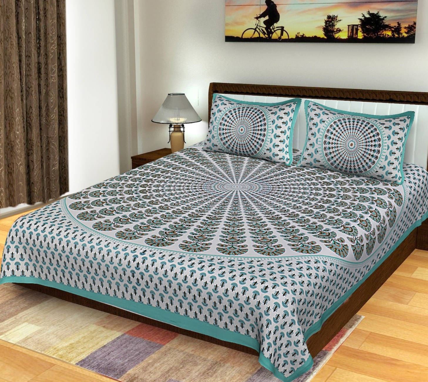 Navkaar Creation Cotton 1 Double Bedsheet with 2 Pillow Covers ( Green ) Navkaar Creation Cotton 1 Double Bedsheet with 2 Pillow Covers ( Green )