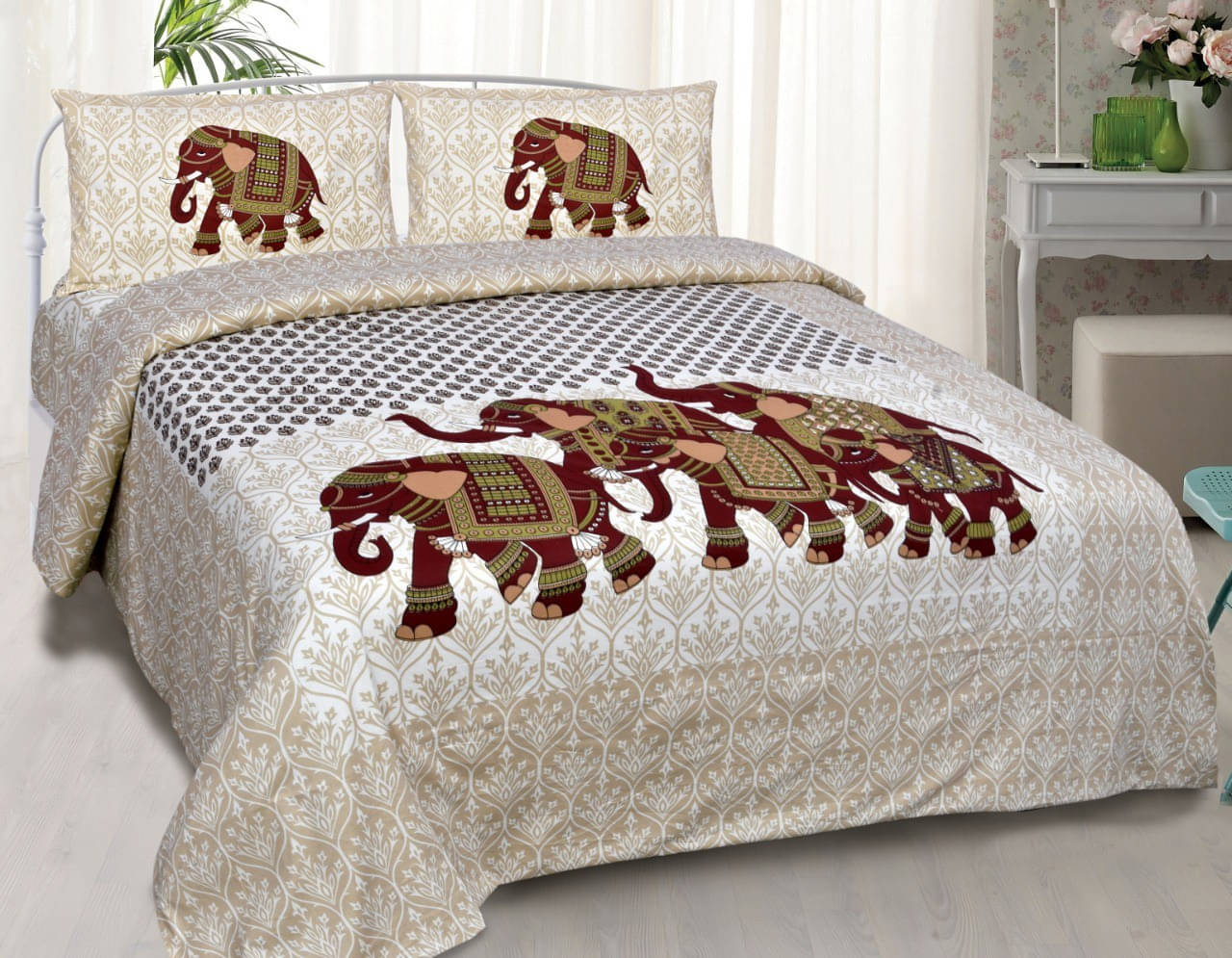     			Navkaar Creation Cotton 1 Double Bedsheet with 2 Pillow Covers ( Multicolor )