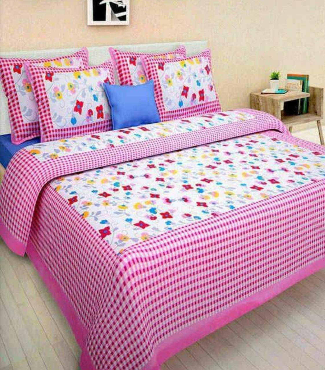 Navkaar Creation Cotton 1 Double Bedsheet with 2 Pillow Covers ( Multicolor ) Navkaar Creation Cotton 1 Double Bedsheet with 2 Pillow Covers ( Multicolor )