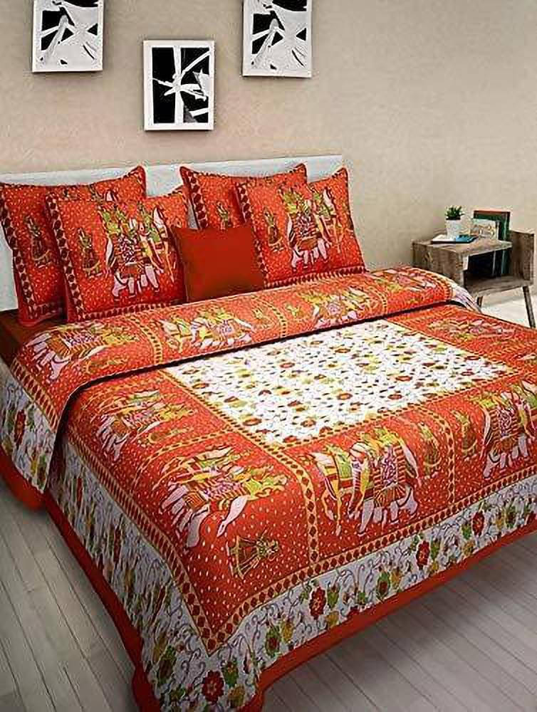 Navkaar Creation Cotton 1 Double Bedsheet with 2 Pillow Covers ( Orange ) Navkaar Creation Cotton 1 Double Bedsheet with 2 Pillow Covers ( Orange )