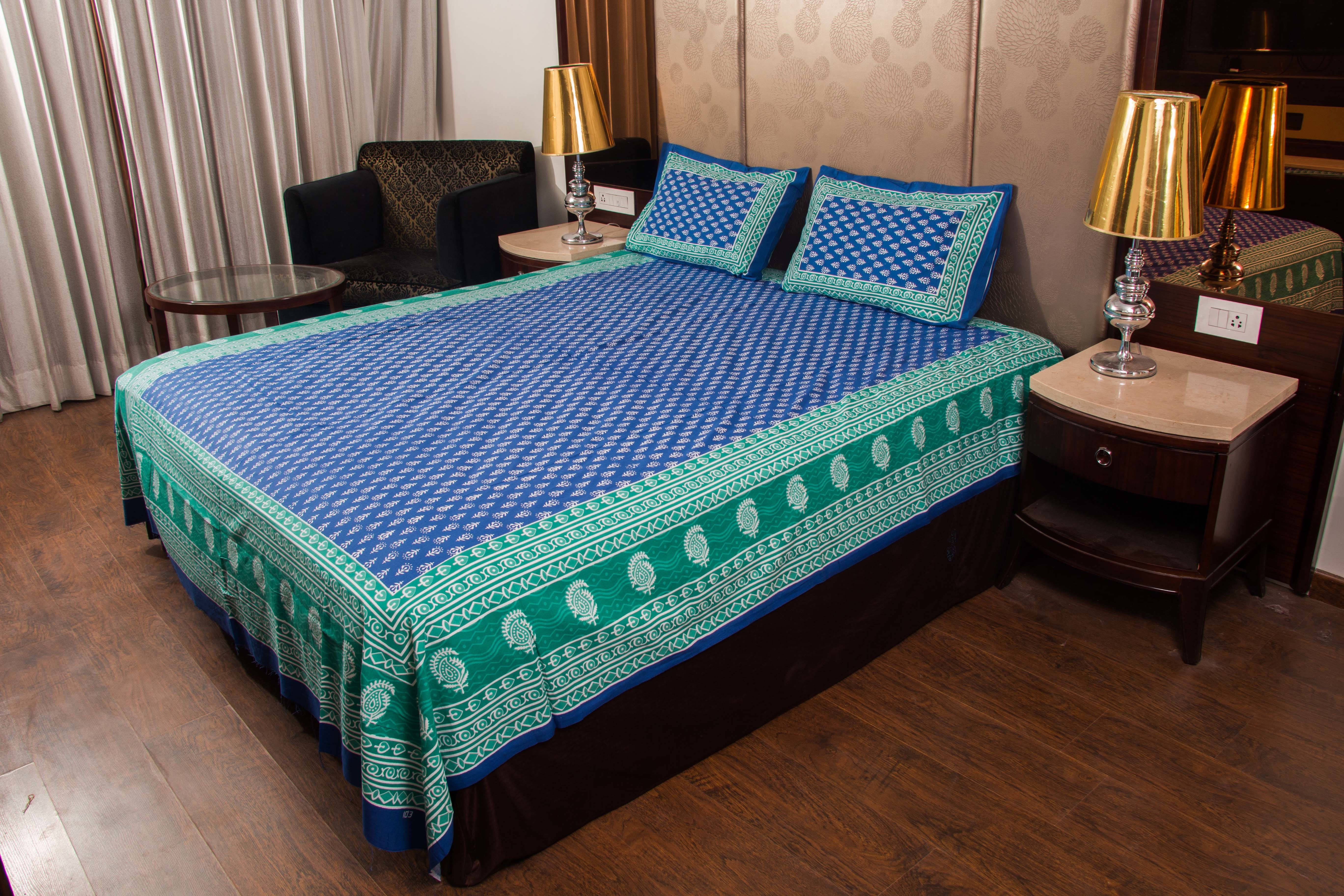 Navkaar Creation Cotton 1 Double Bedsheet with 2 Pillow Covers ( Blue ) Navkaar Creation Cotton 1 Double Bedsheet with 2 Pillow Covers ( Blue )