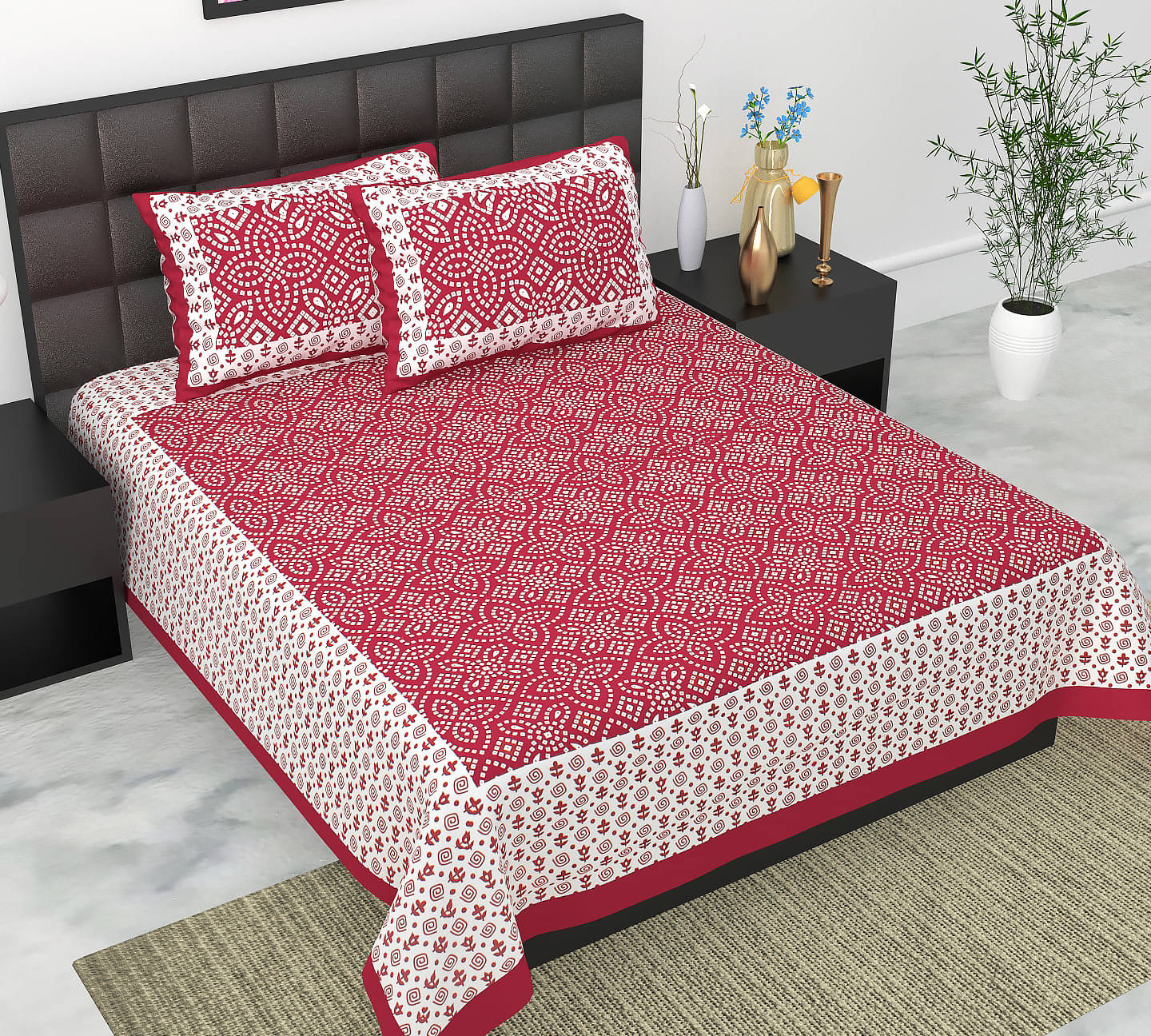 Navkaar Creation Cotton 1 Double Bedsheet with 2 Pillow Covers ( Maroon ) Navkaar Creation Cotton 1 Double Bedsheet with 2 Pillow Covers ( Maroon )