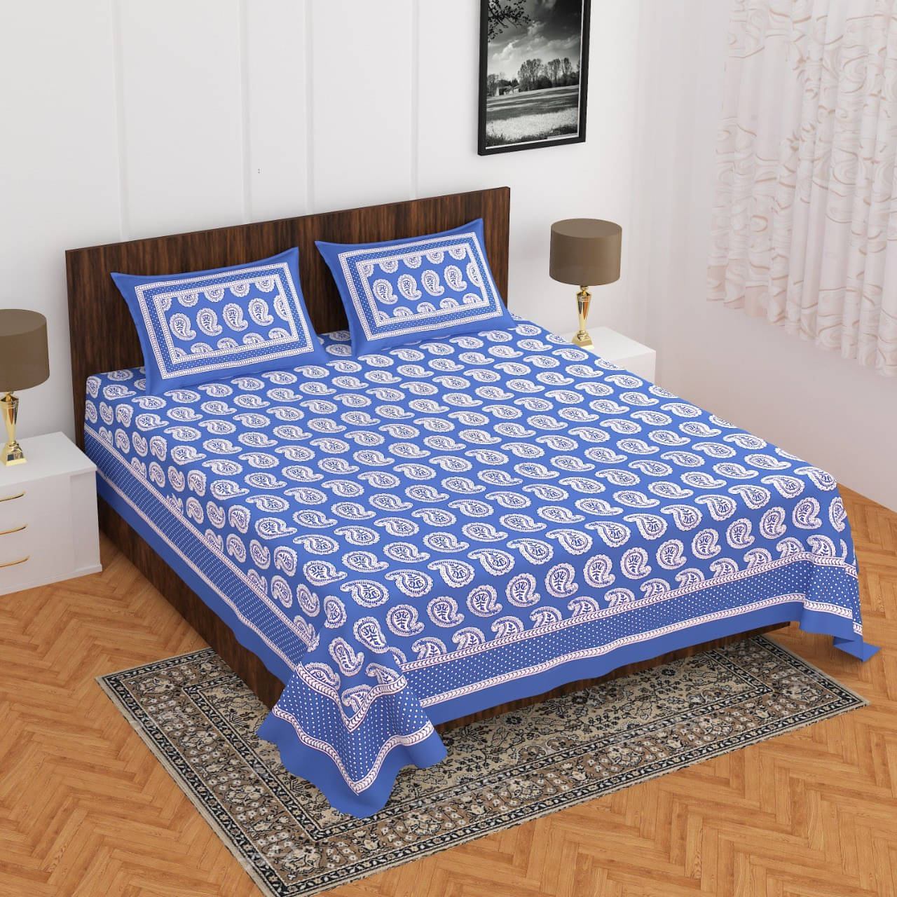 Navkaar Creation Cotton 1 Double Bedsheet with 2 Pillow Covers ( Multicolor ) Navkaar Creation Cotton 1 Double Bedsheet with 2 Pillow Covers ( Multicolor )