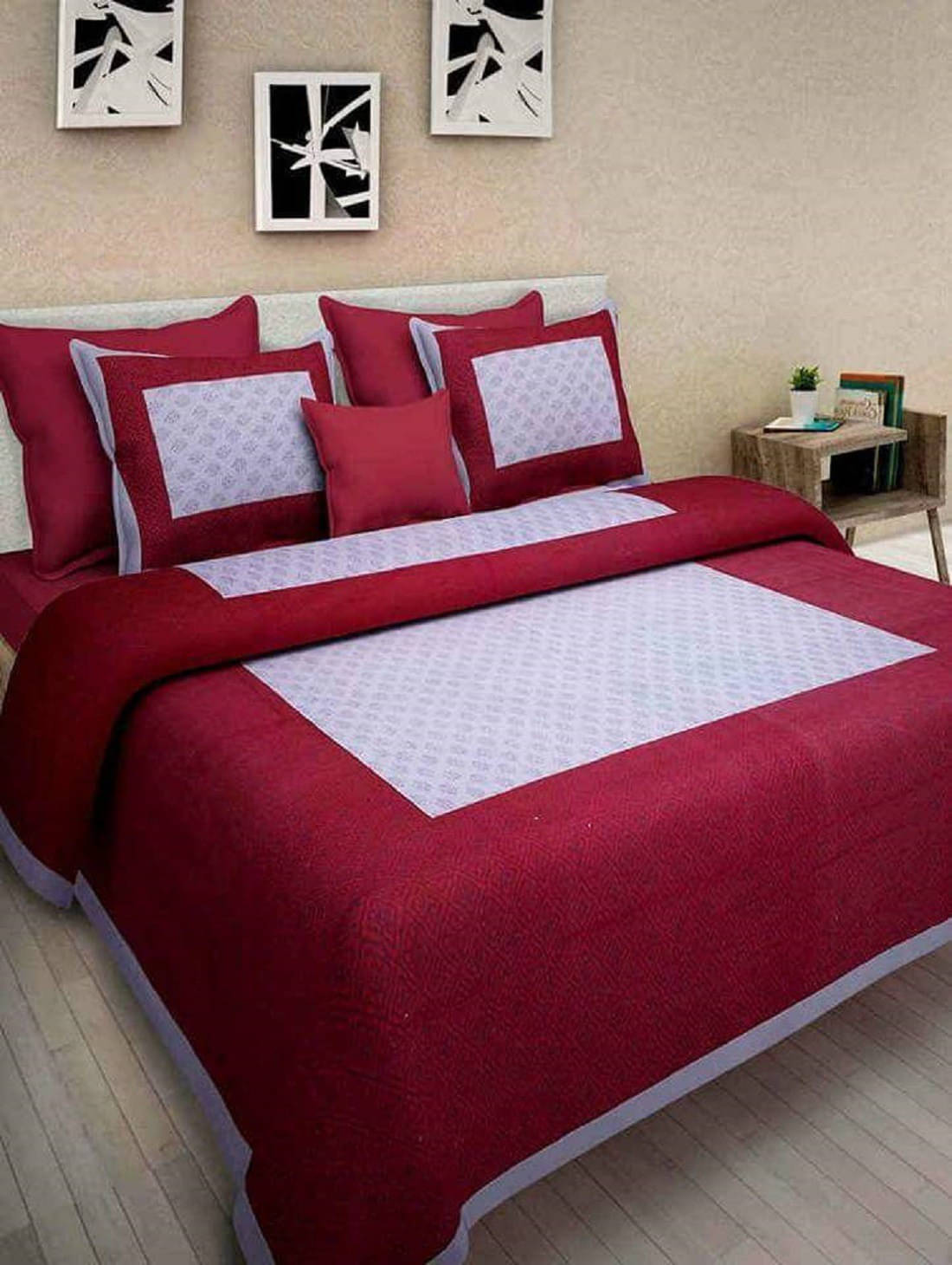 Navkaar Creation Cotton 1 Double Bedsheet with 2 Pillow Covers ( Maroon ) Navkaar Creation Cotton 1 Double Bedsheet with 2 Pillow Covers ( Maroon )