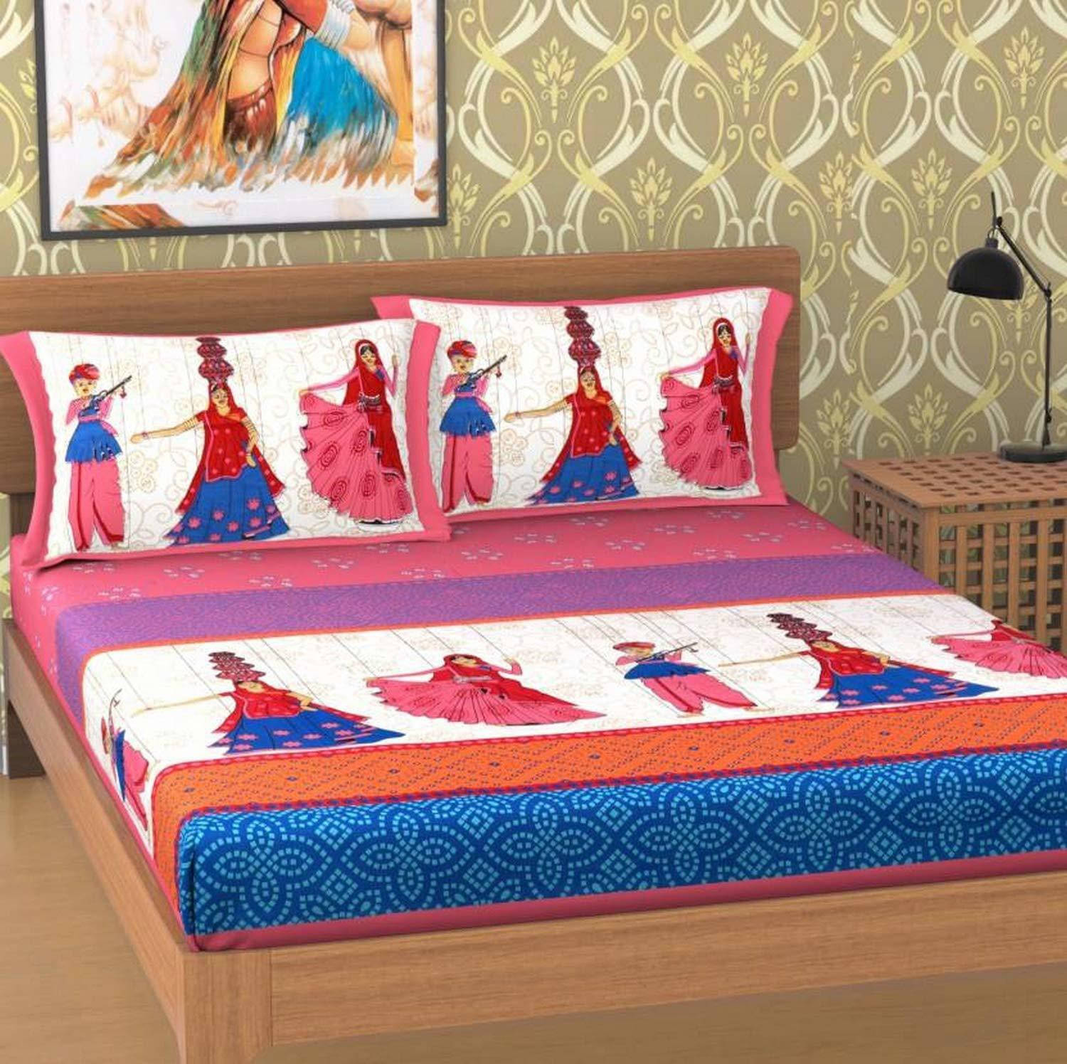 Navkaar Creation Cotton 1 Double Bedsheet with 2 Pillow Covers ( Pink ) Navkaar Creation Cotton 1 Double Bedsheet with 2 Pillow Covers ( Pink )