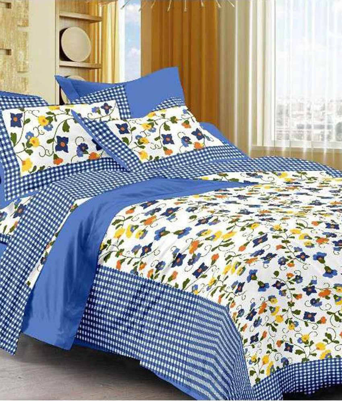     			Navkaar Creation Cotton 1 Double Bedsheet with 2 Pillow Covers ( Purple )