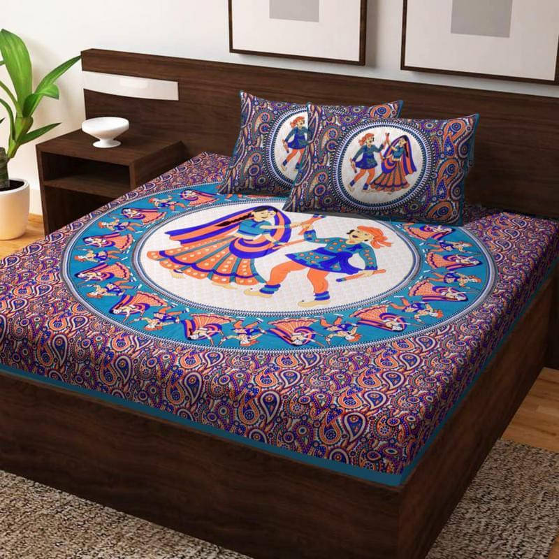     			Navkaar Creation Cotton 1 Double Bedsheet with 2 Pillow Covers ( Yellow )