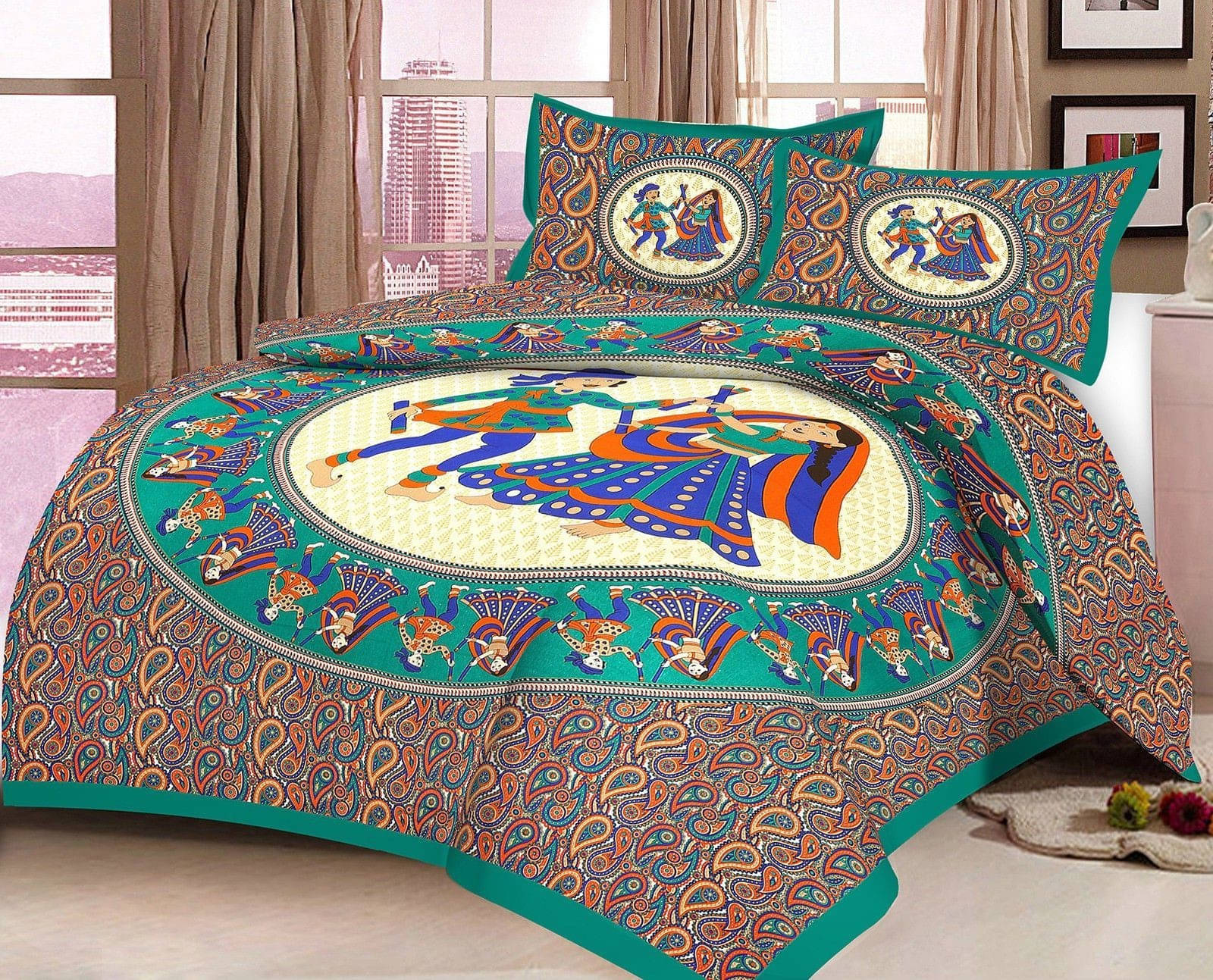 Navkaar Creation Cotton 1 Double Bedsheet with 2 Pillow Covers ( Multicolor ) Navkaar Creation Cotton 1 Double Bedsheet with 2 Pillow Covers ( Multicolor )