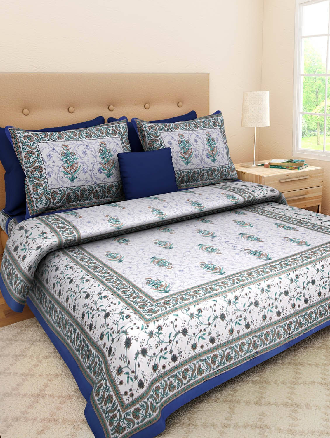 Navkaar Creation Cotton 1 Double Bedsheet with 2 Pillow Covers ( Blue ) Navkaar Creation Cotton 1 Double Bedsheet with 2 Pillow Covers ( Blue )
