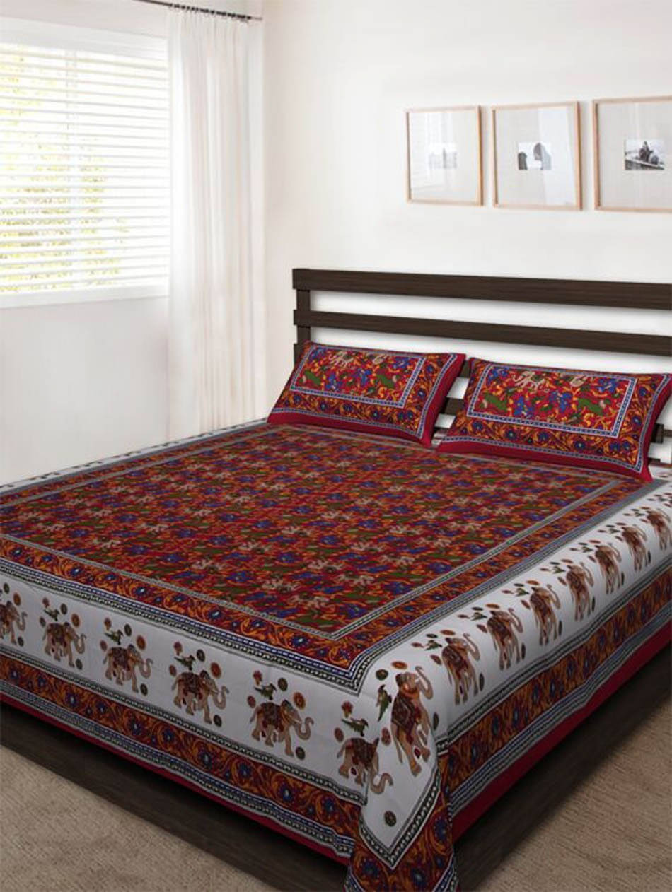 Navkaar Creation Cotton 1 Double Bedsheet with 2 Pillow Covers ( Maroon ) Navkaar Creation Cotton 1 Double Bedsheet with 2 Pillow Covers ( Maroon )