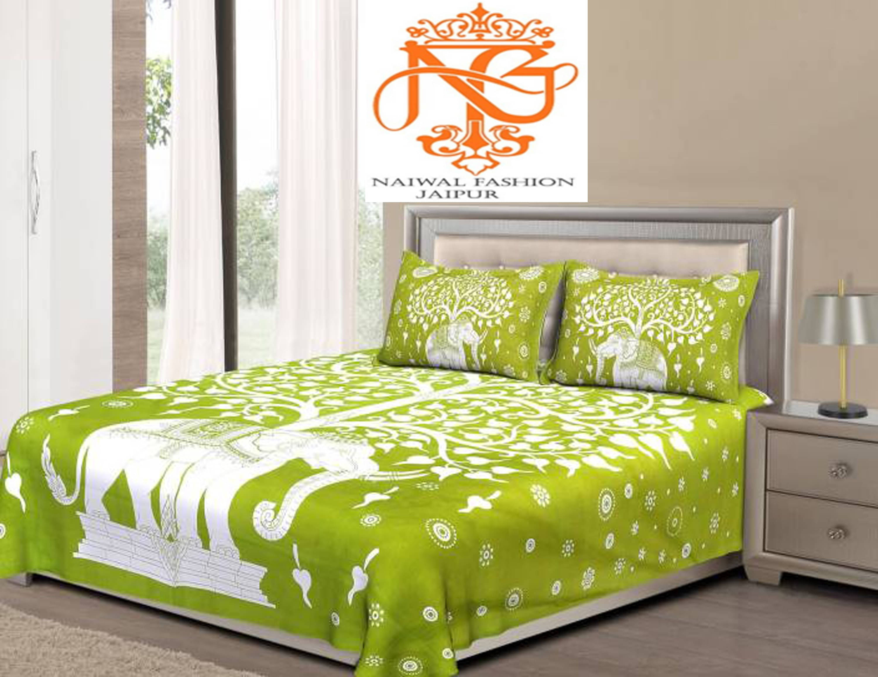 Navkaar Creation Cotton 1 Double Bedsheet with 2 Pillow Covers ( Green ) Navkaar Creation Cotton 1 Double Bedsheet with 2 Pillow Covers ( Green )