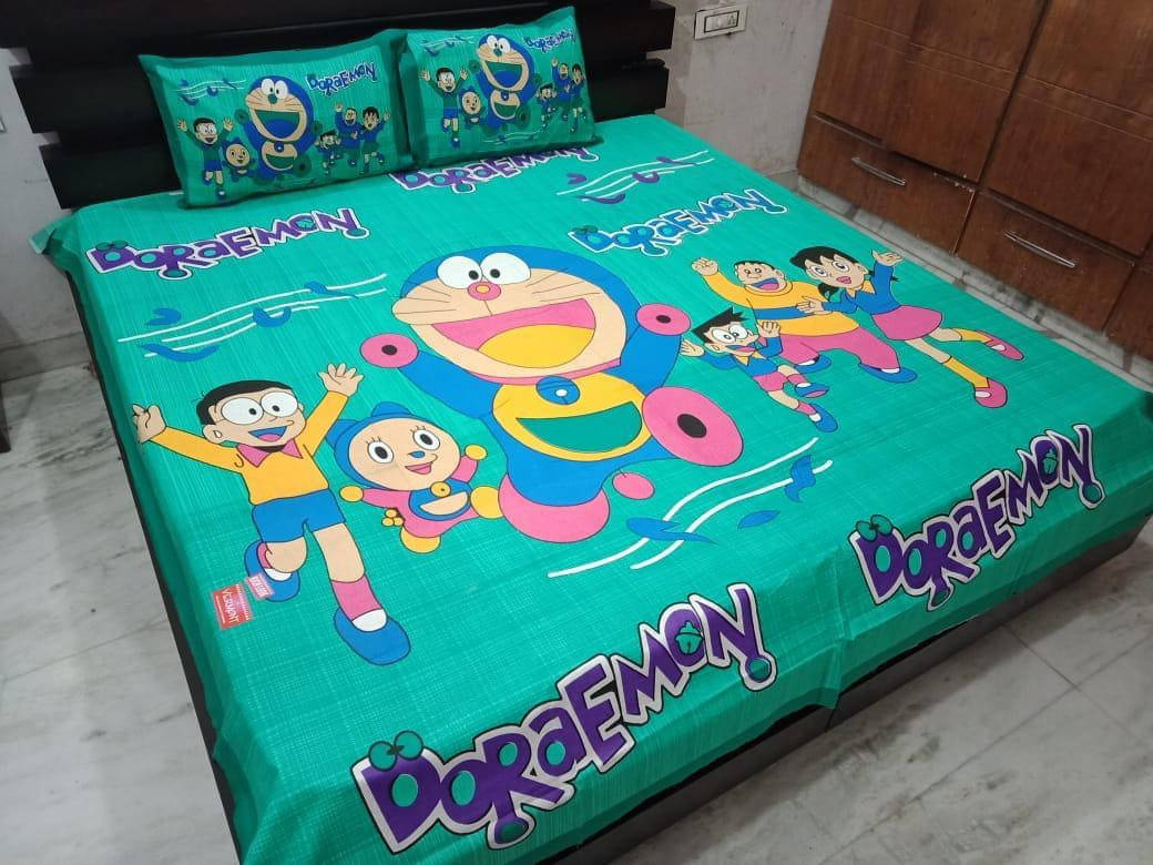     			Navkaar Creation Cotton 1 Double Bedsheet with 2 Pillow Covers ( Green )