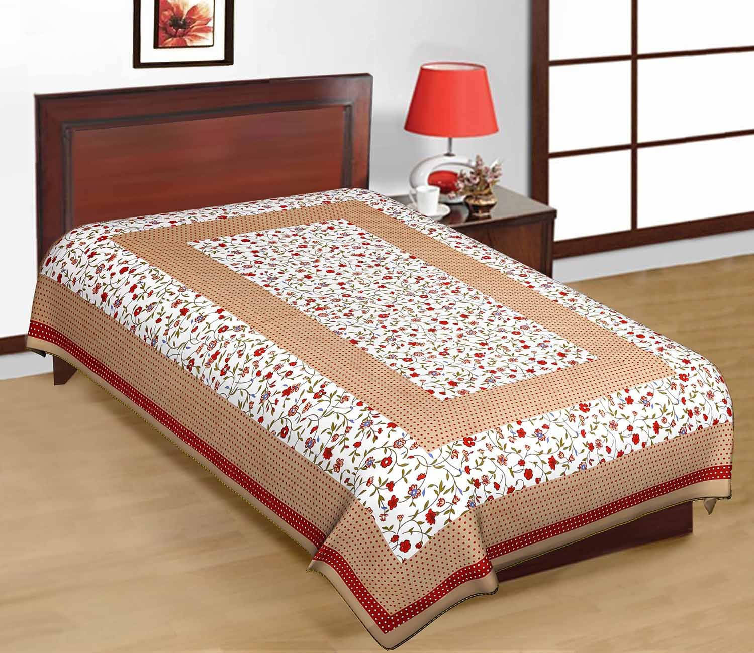 Navkaar Creation Cotton 1 Single Bedsheet with 1 Pillow Cover ( Brown ) Navkaar Creation Cotton 1 Single Bedsheet with 1 Pillow Cover ( Brown )