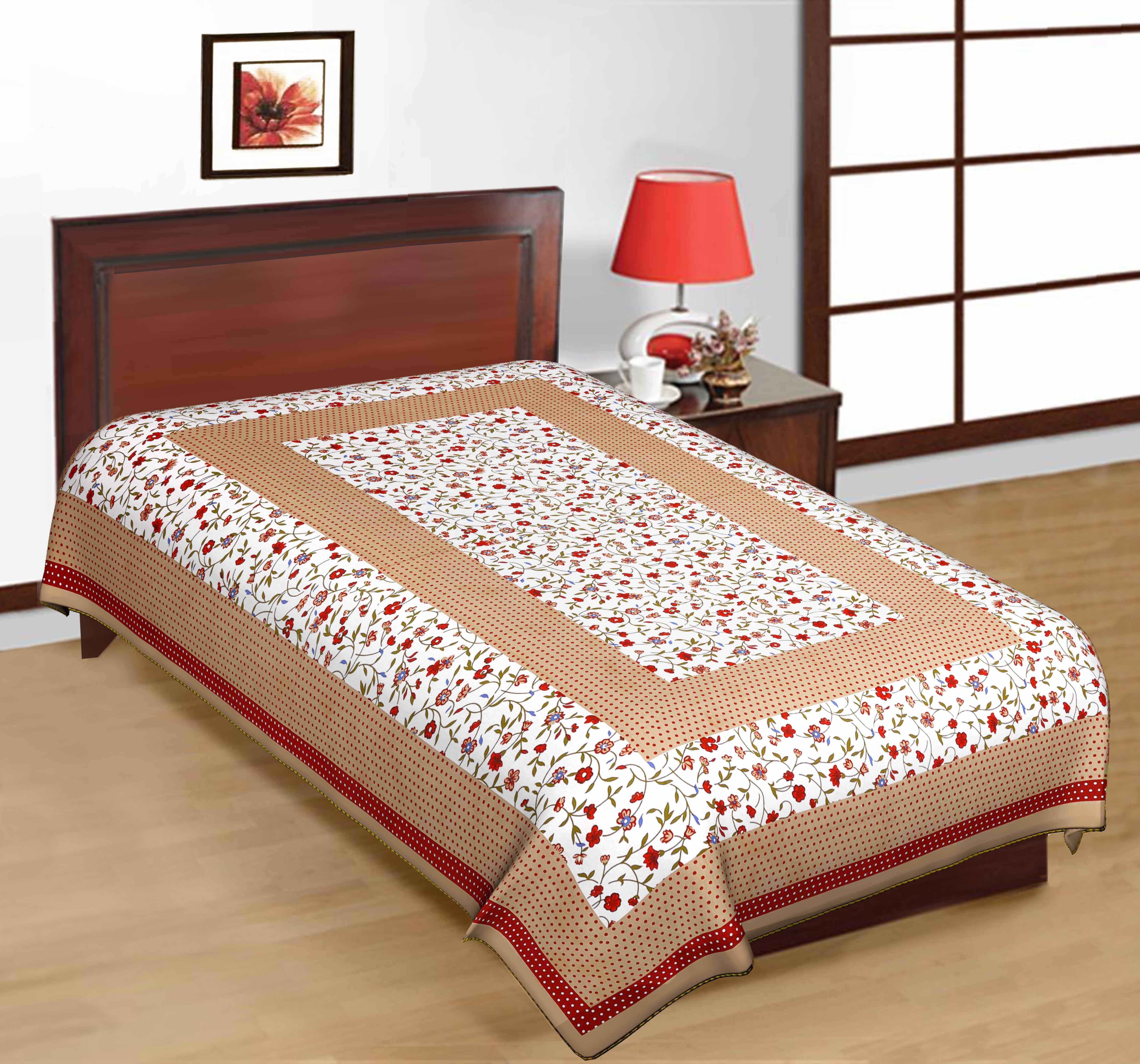     			Navkaar Creation Cotton 1 Single Bedsheet with 1 Pillow Cover ( Brown )