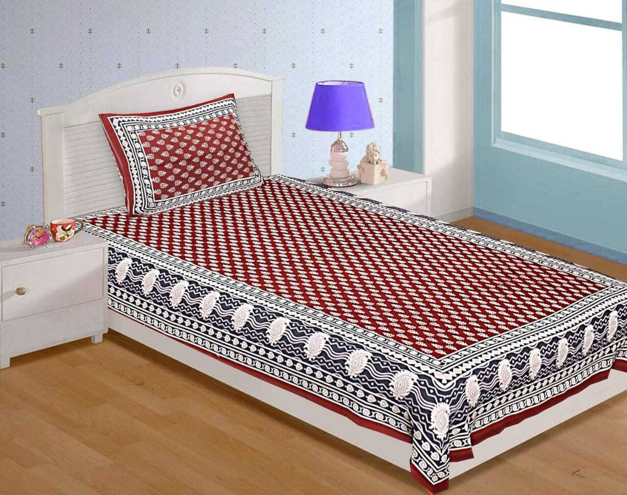 Navkaar Creation Cotton 1 Single Bedsheet with 1 Pillow Cover ( Maroon ) Navkaar Creation Cotton 1 Single Bedsheet with 1 Pillow Cover ( Maroon )