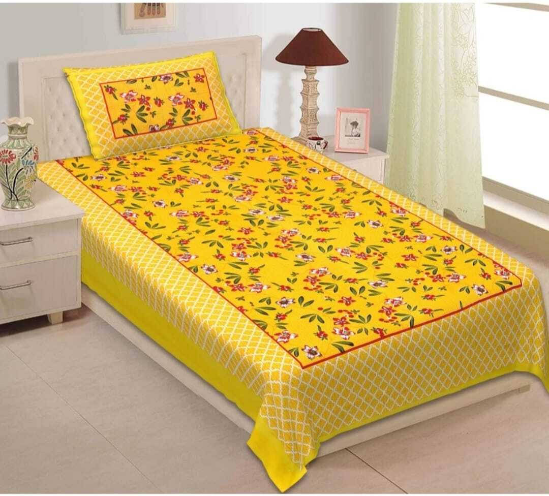 Navkaar Creation Cotton 1 Single Bedsheet with 1 Pillow Cover ( Yellow ) Navkaar Creation Cotton 1 Single Bedsheet with 1 Pillow Cover ( Yellow )