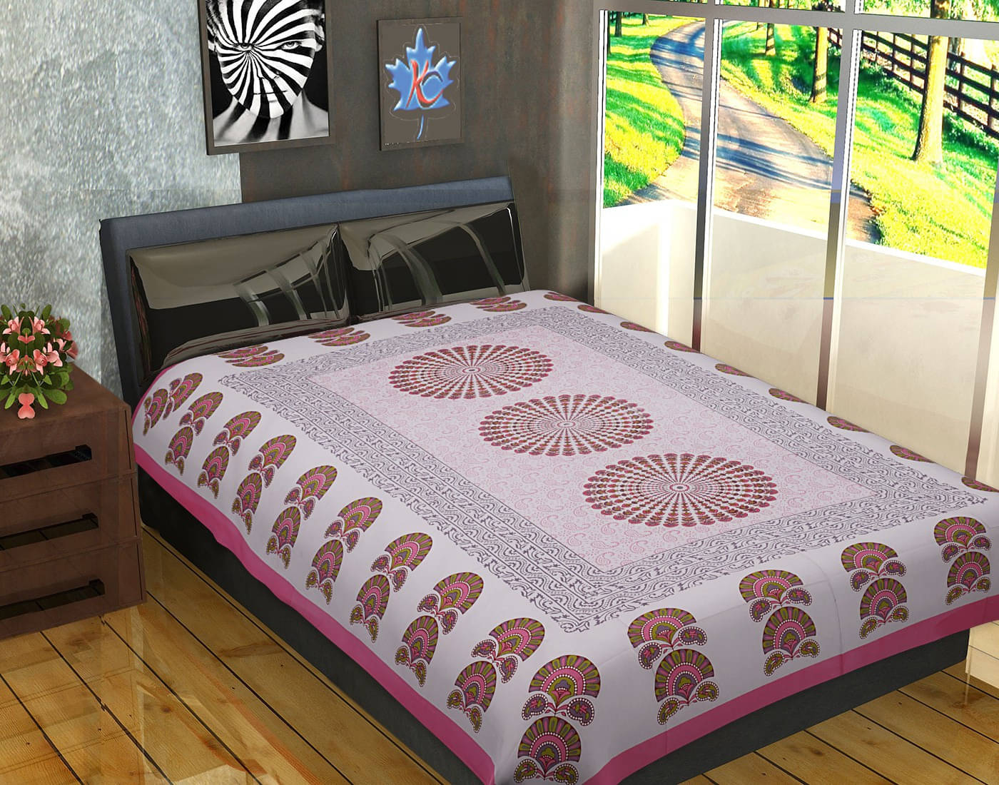 Navkaar Creation Cotton 1 Single Bedsheet with 1 Pillow Cover ( Pink ) Navkaar Creation Cotton 1 Single Bedsheet with 1 Pillow Cover ( Pink )