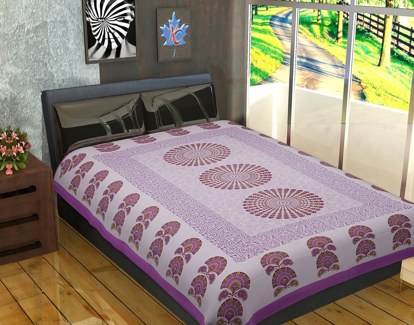 Navkaar Creation Cotton 1 Single Bedsheet with 1 Pillow Cover ( Purple ) Navkaar Creation Cotton 1 Single Bedsheet with 1 Pillow Cover ( Purple )