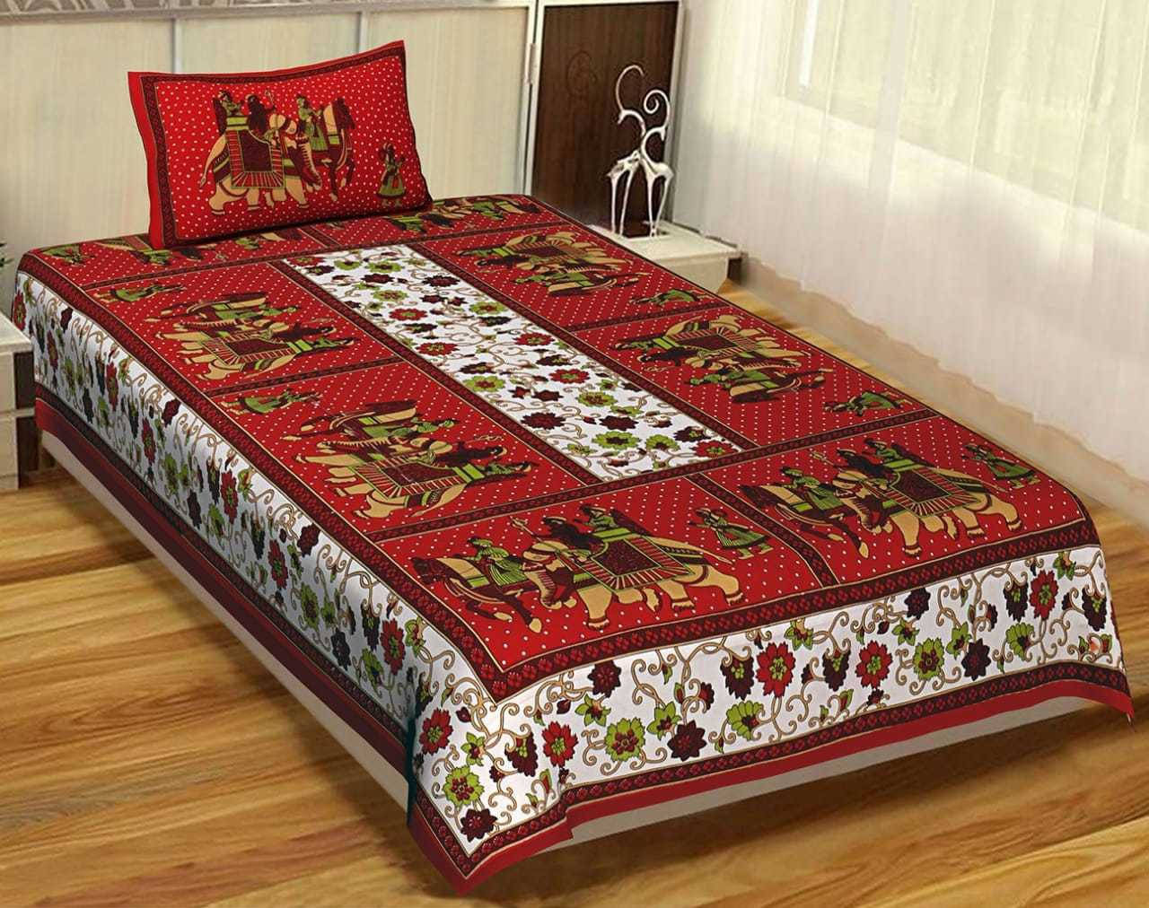 Navkaar Creation Cotton 1 Single Bedsheet with 1 Pillow Cover ( Red ) Navkaar Creation Cotton 1 Single Bedsheet with 1 Pillow Cover ( Red )