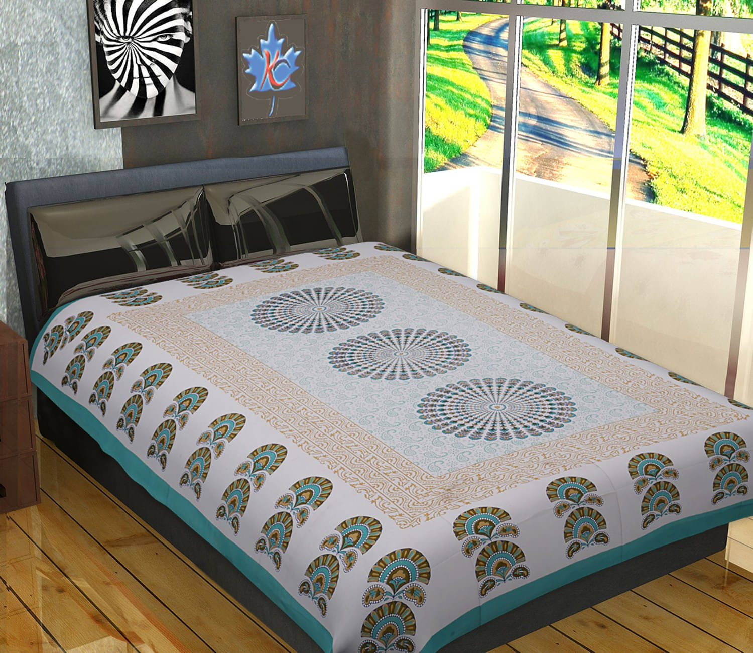     			Navkaar Creation Cotton 1 Single Bedsheet with 1 Pillow Cover ( Grey )