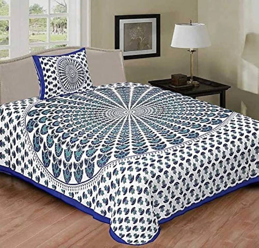 Navkaar Creation Cotton 1 Single Bedsheet with 1 Pillow Cover ( Blue ) Navkaar Creation Cotton 1 Single Bedsheet with 1 Pillow Cover ( Blue )