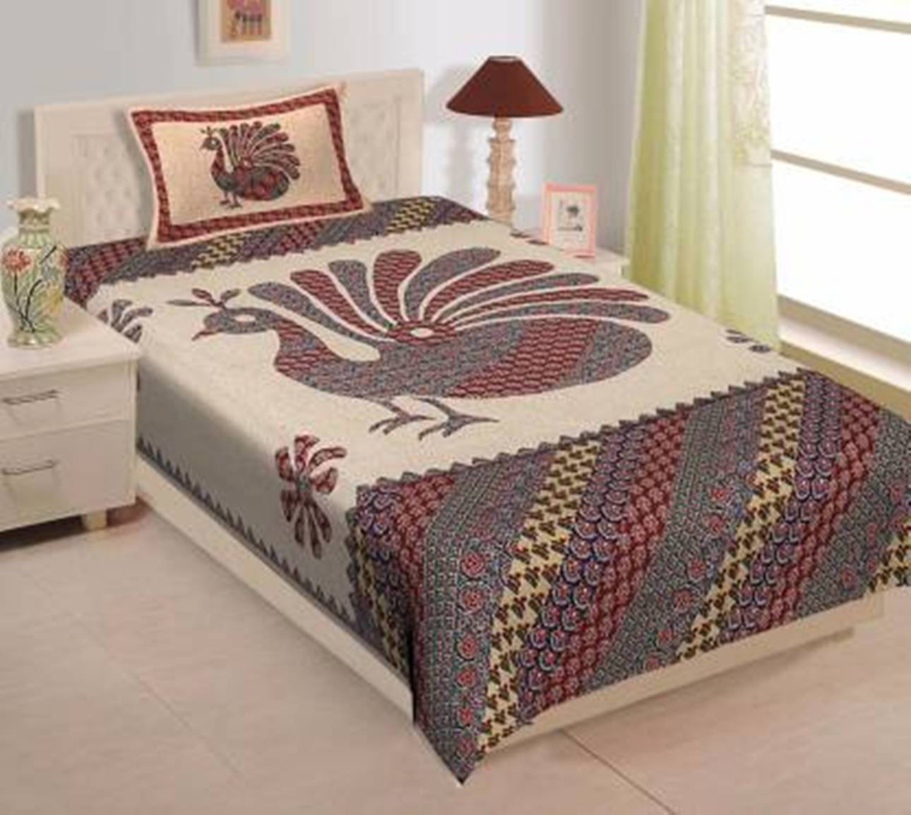     			Navkaar Creation Cotton 1 Single Bedsheet with 1 Pillow Cover ( Grey )