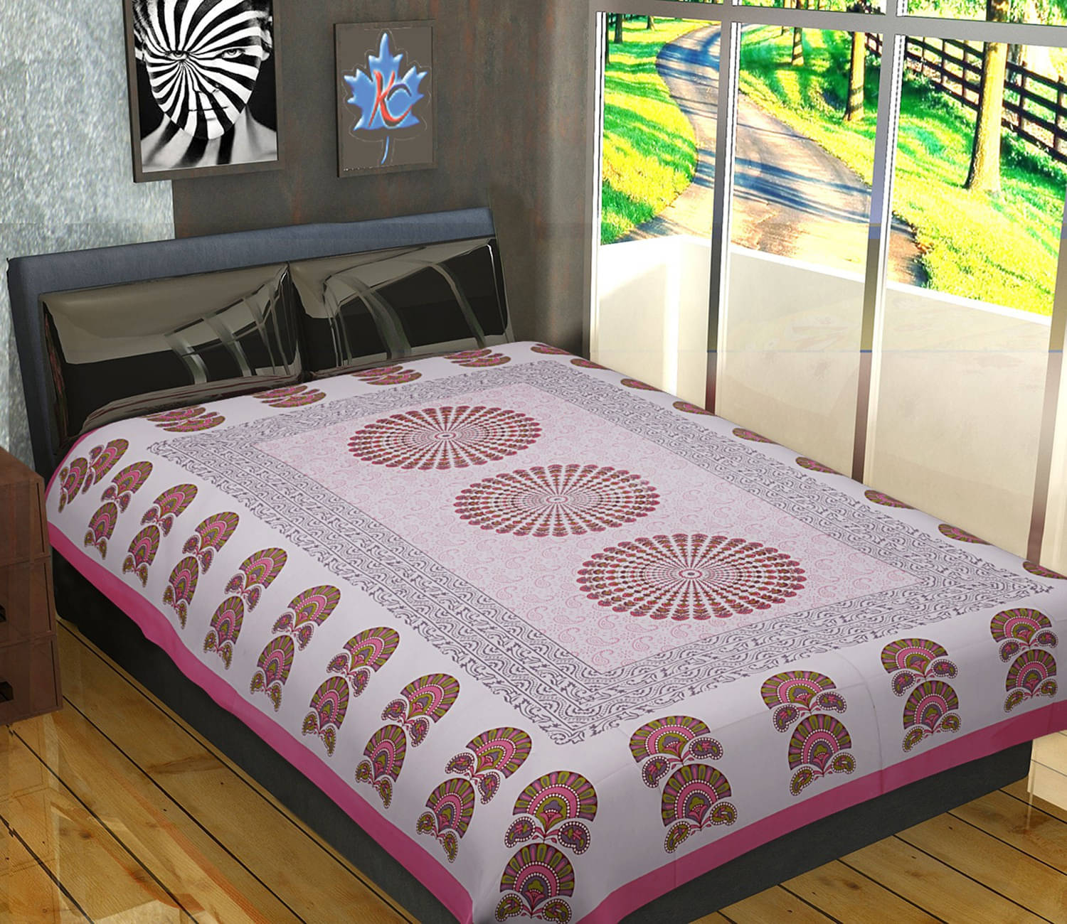 Navkaar Creation Cotton 1 Single Bedsheet with 1 Pillow Cover ( Pink ) Navkaar Creation Cotton 1 Single Bedsheet with 1 Pillow Cover ( Pink )