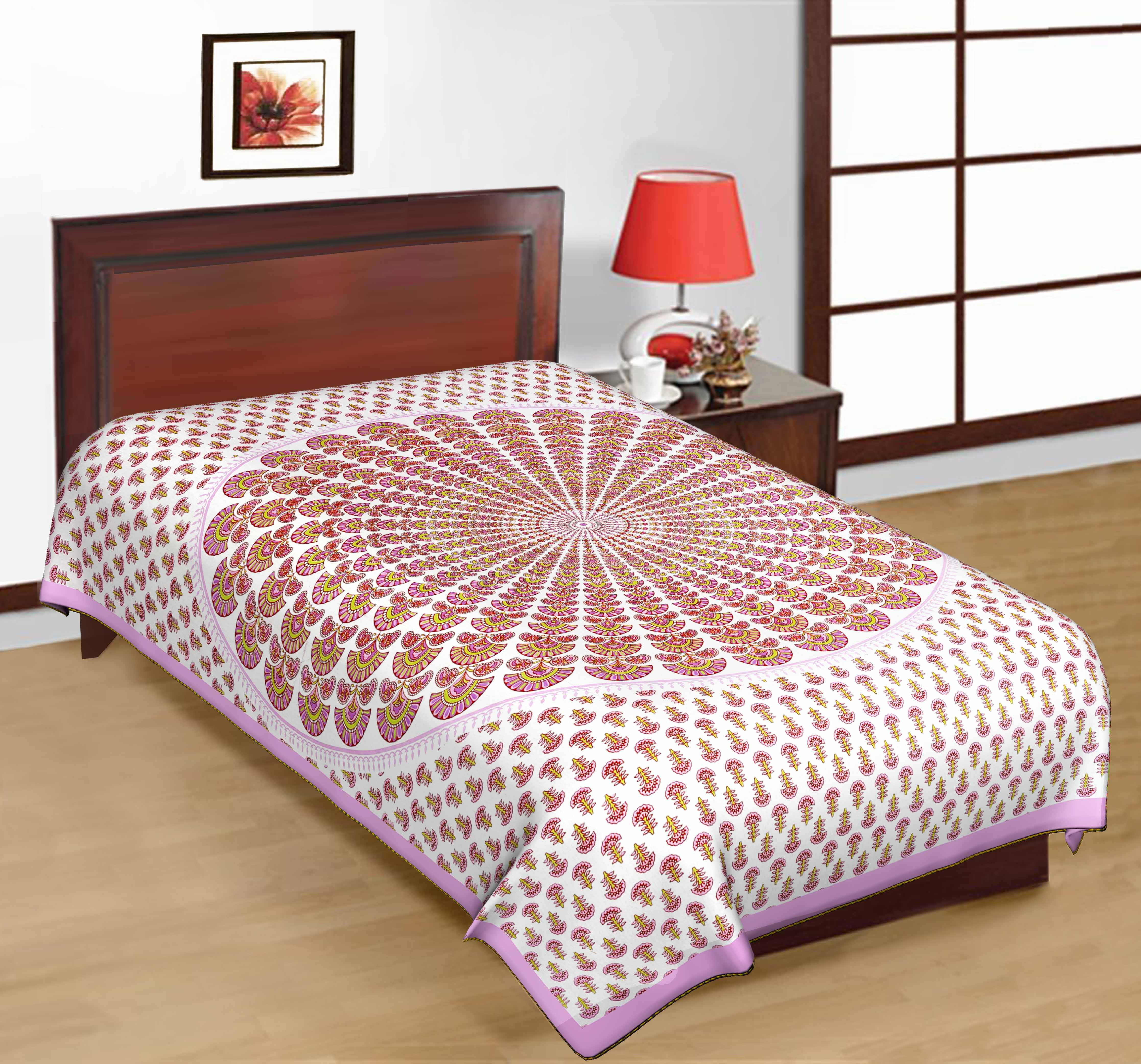     			Navkaar Creation Cotton 1 Single Bedsheet with 1 Pillow Cover ( Pink )