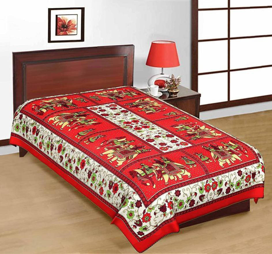 Navkaar Creation Cotton 1 Single Bedsheet with 1 Pillow Cover ( Red ) Navkaar Creation Cotton 1 Single Bedsheet with 1 Pillow Cover ( Red )