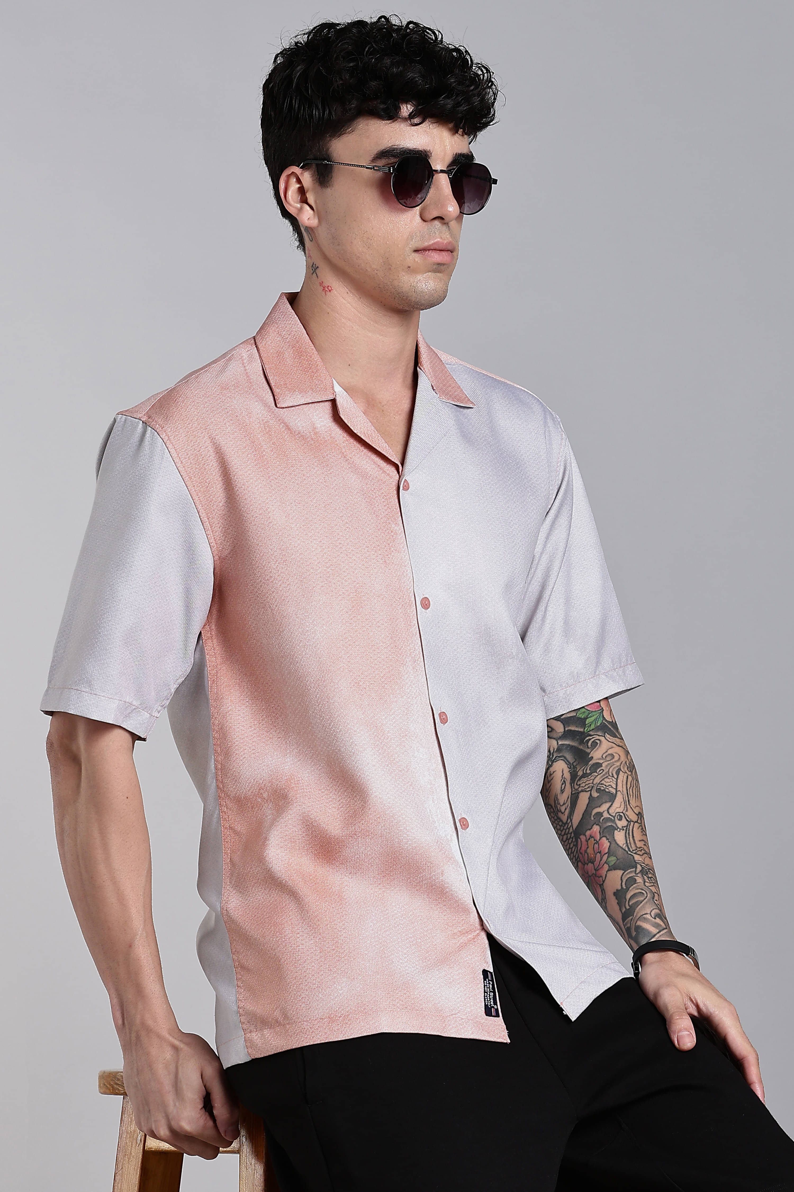 Paul Street Cotton Blend Boxy Dyed Half Sleeves Men's Casual Shirt - Pink ( Pack of 1 ) Paul Street Cotton Blend Boxy Dyed Half Sleeves Men's Casual Shirt - Pink ( Pack of 1 )