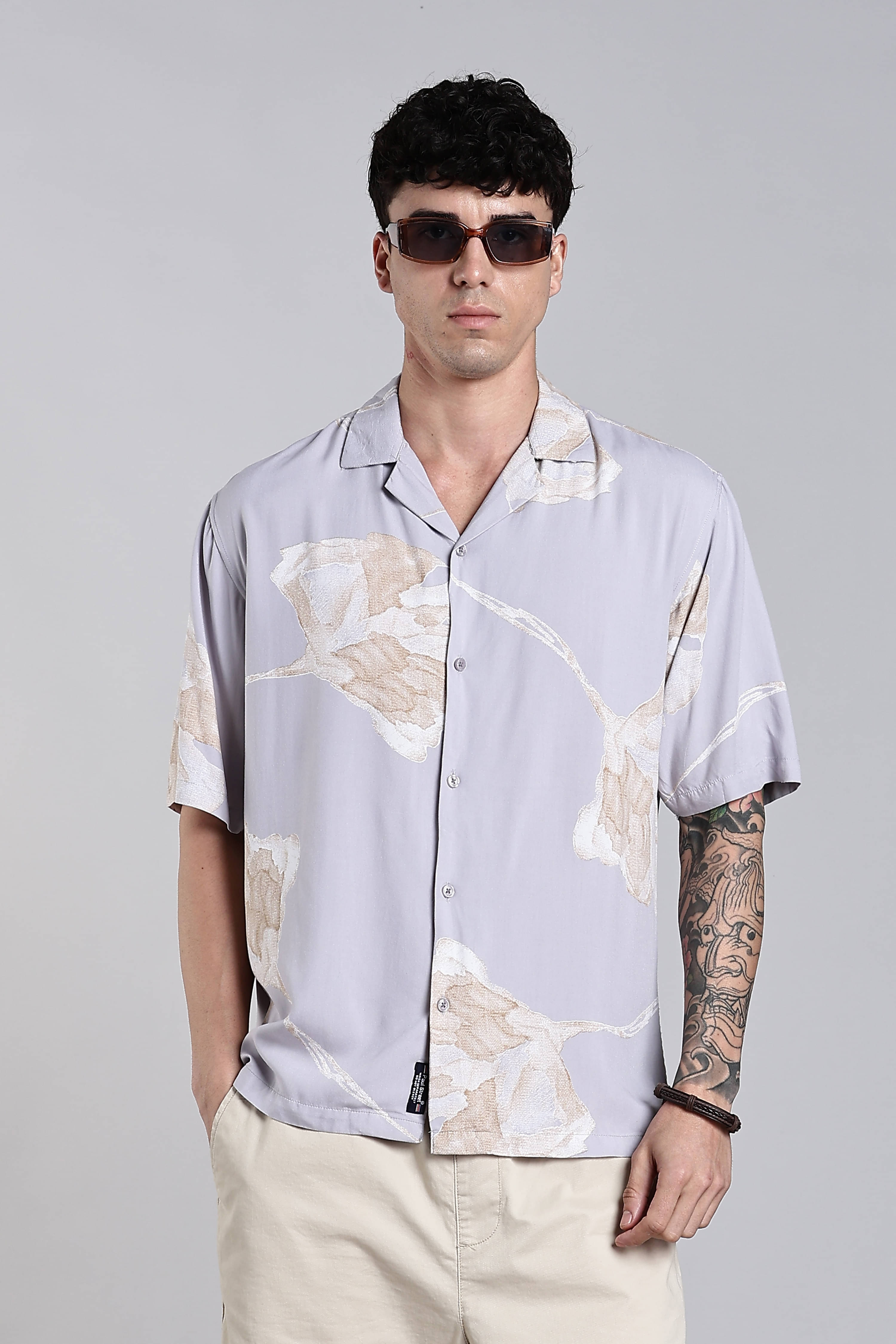     			Paul Street Rayon Boxy Printed Half Sleeves Men's Casual Shirt - Lavender ( Pack of 1 )