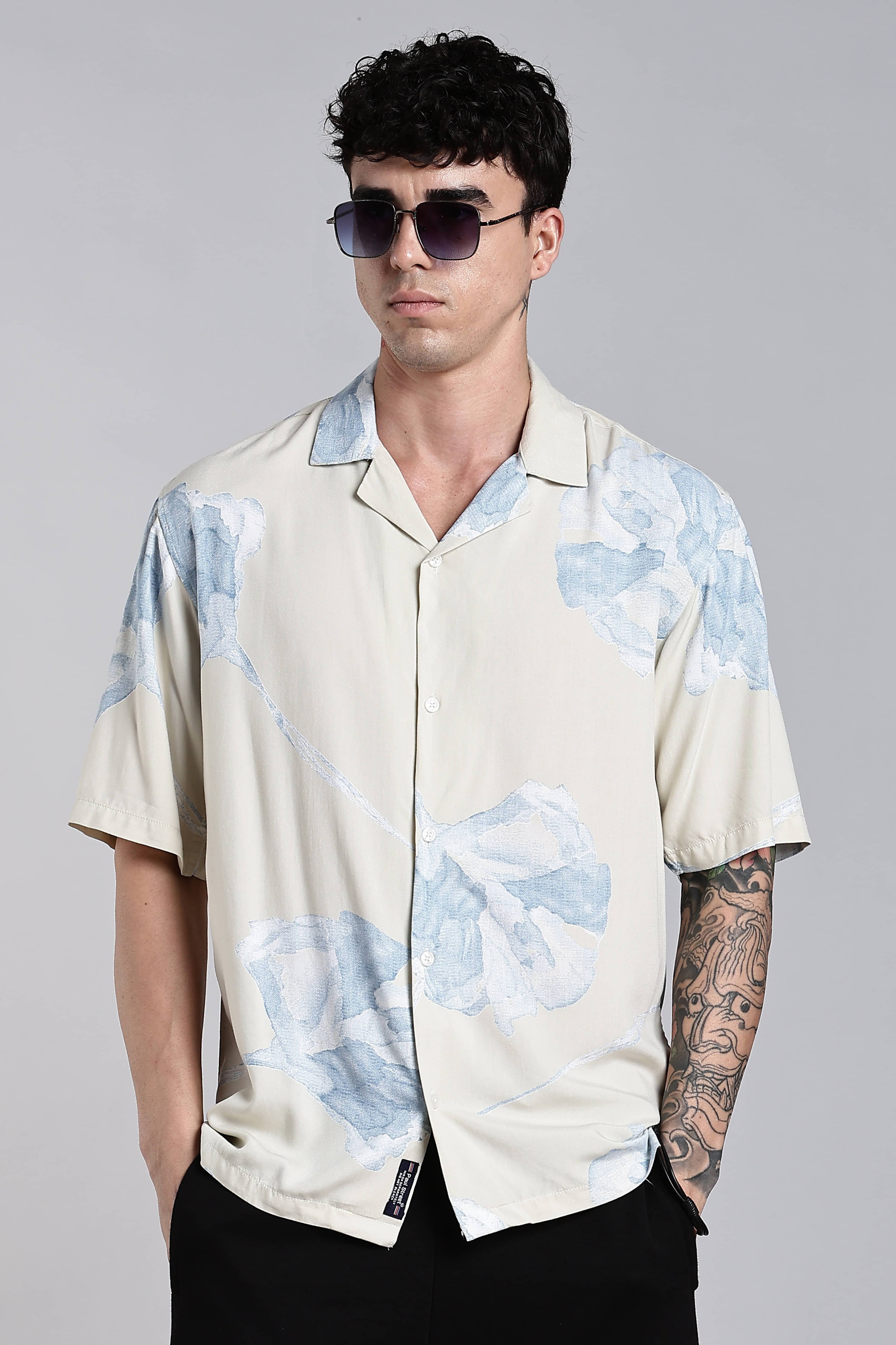     			Paul Street Rayon Boxy Printed Half Sleeves Men's Casual Shirt - Beige ( Pack of 1 )