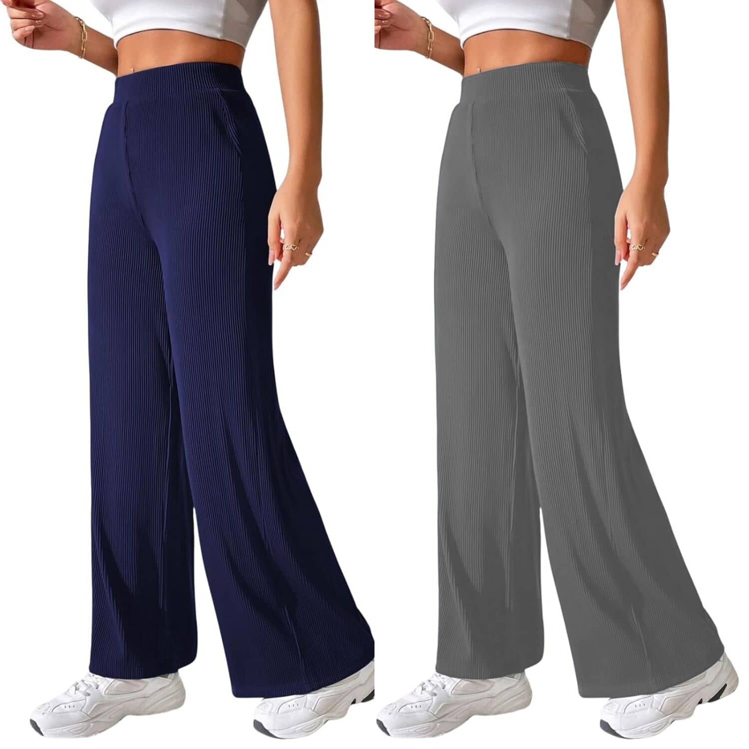 Qyaas Women Knitted Casual Pants ( Navy Blue,Black ) - Trousers | Buy online on ZillyBuy