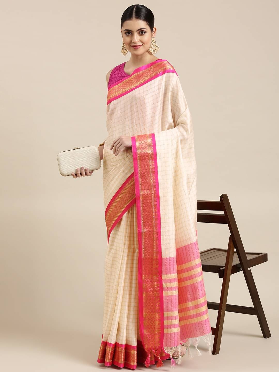     			Rangtulika Ethnics Cotton Woven Banarasi saree With Unstitched Blouse Piece ( Pink )