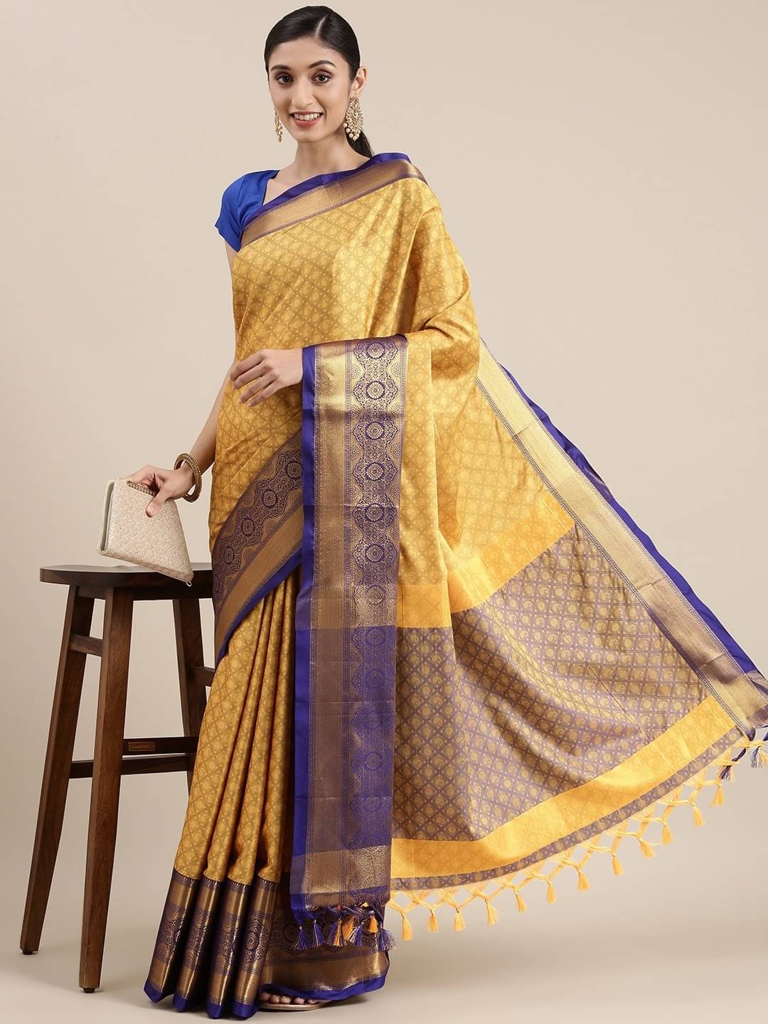 Rangtulika Ethnics Cotton Woven Banarasi saree With Unstitched Blouse Piece ( Yellow ) Rangtulika Ethnics Cotton Woven Banarasi saree With Unstitched Blouse Piece ( Yellow )