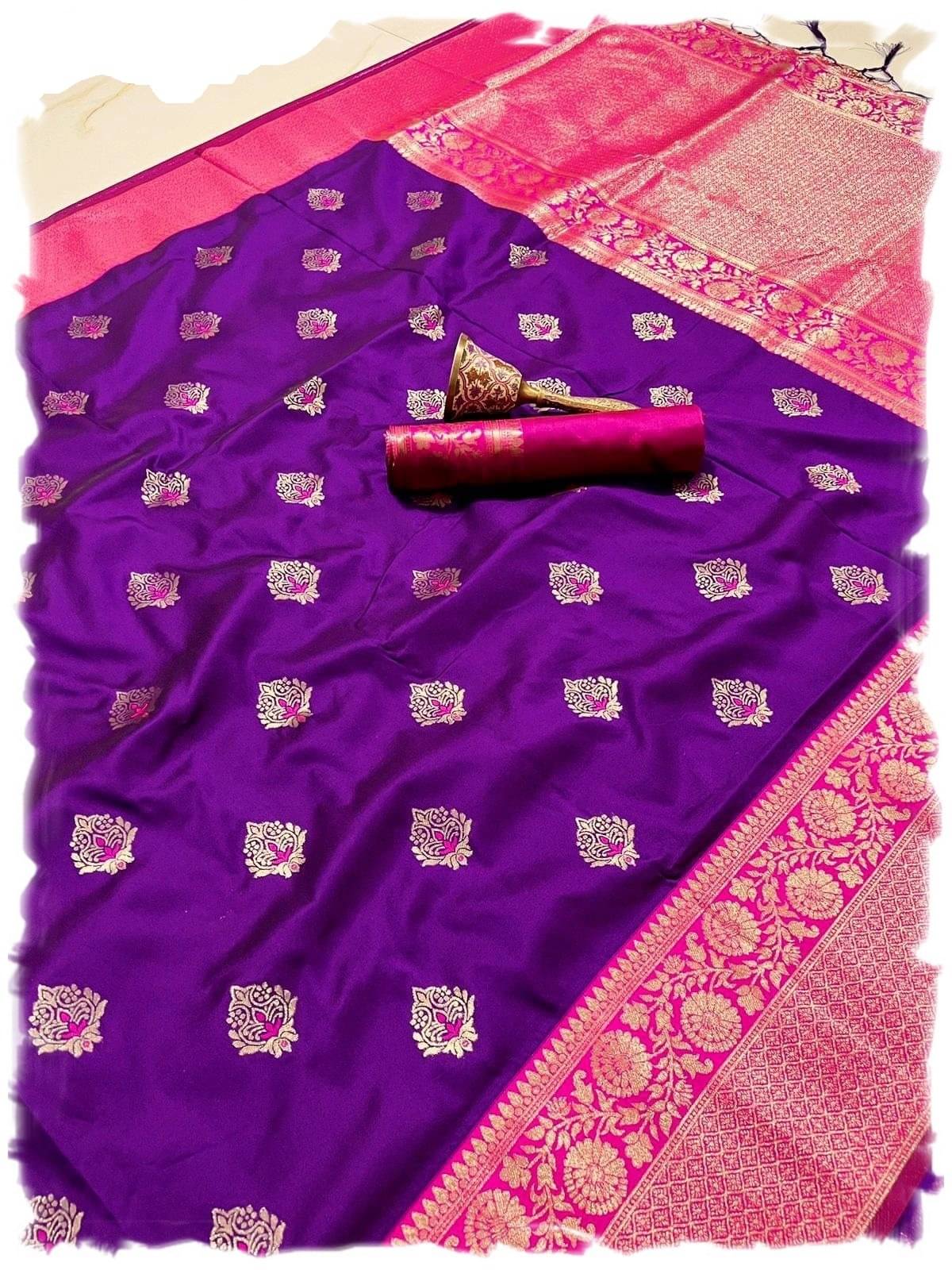 Rangtulika Ethnics Silk Woven Banarasi saree With Unstitched Blouse Piece ( Purple ) Rangtulika Ethnics Silk Woven Banarasi saree With Unstitched Blouse Piece ( Purple )