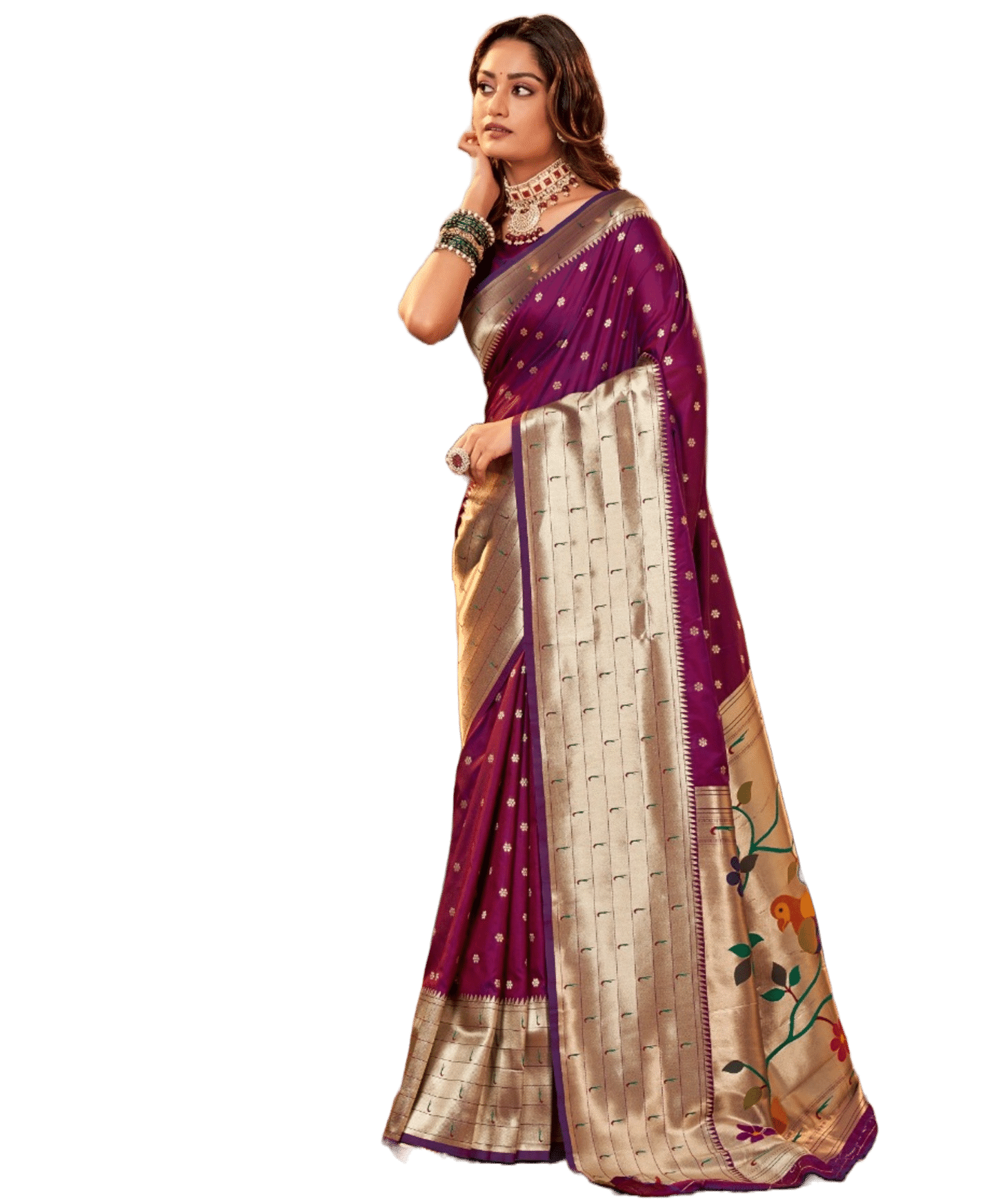 Rangtulika Ethnics Silk Woven Banarasi saree With Unstitched Blouse Piece ( Purple )     			Rangtulika Ethnics Silk Woven Banarasi saree With Unstitched Blouse Piece ( Purple )