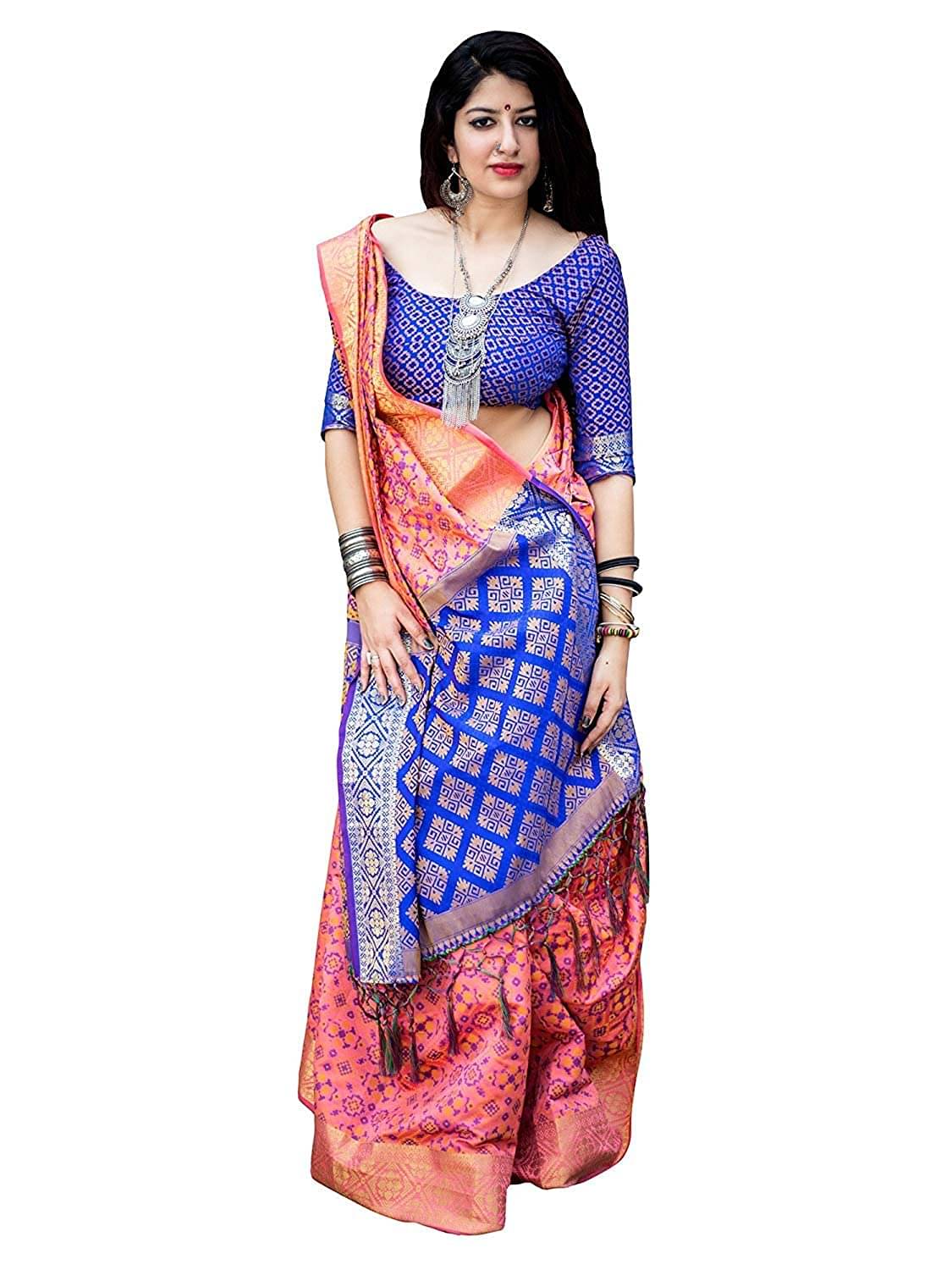 Rangtulika Ethnics Silk Woven Banarasi saree With Unstitched Blouse Piece ( Blue ) Rangtulika Ethnics Silk Woven Banarasi saree With Unstitched Blouse Piece ( Blue )
