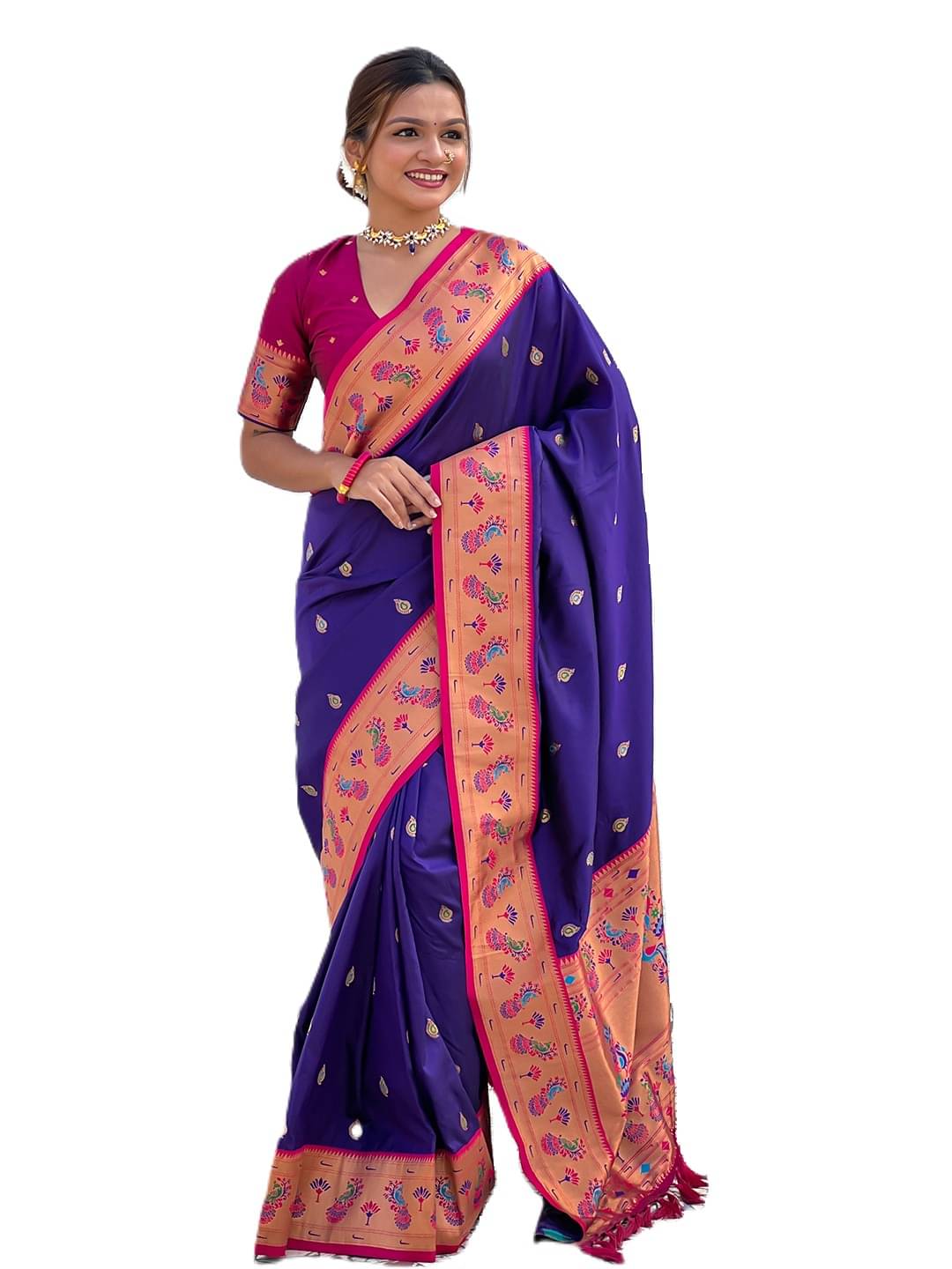 Rangtulika Ethnics Silk Woven Banarasi saree With Unstitched Blouse Piece ( Purple )     			Rangtulika Ethnics Silk Woven Banarasi saree With Unstitched Blouse Piece ( Purple )