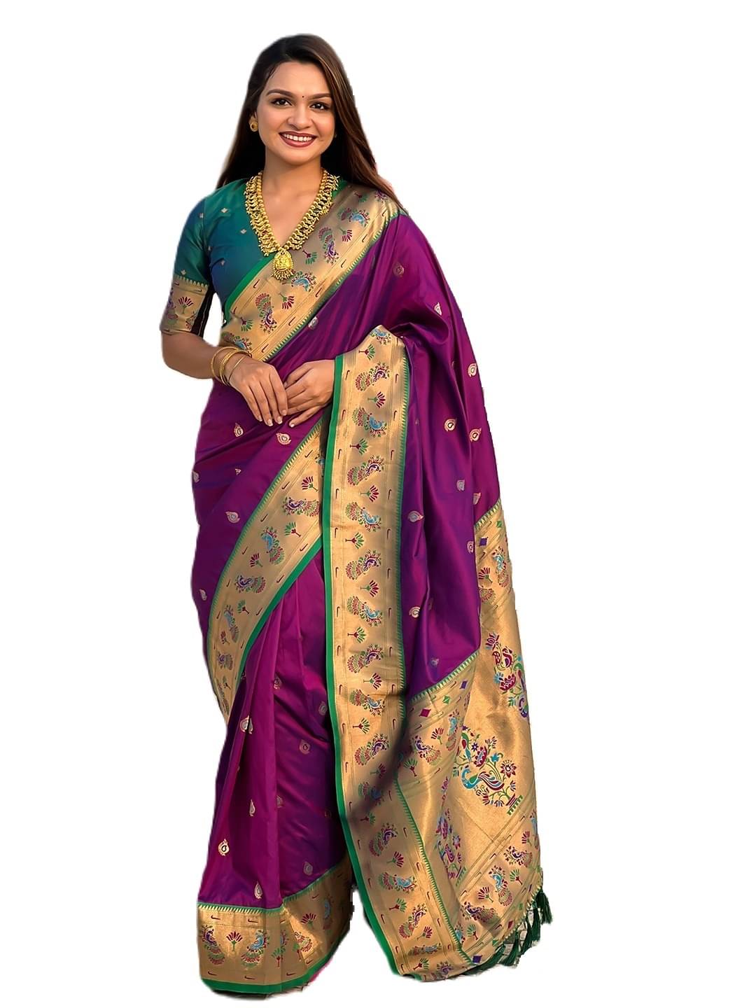 Rangtulika Ethnics Silk Woven Banarasi saree With Unstitched Blouse Piece ( Purple ) Rangtulika Ethnics Silk Woven Banarasi saree With Unstitched Blouse Piece ( Purple )